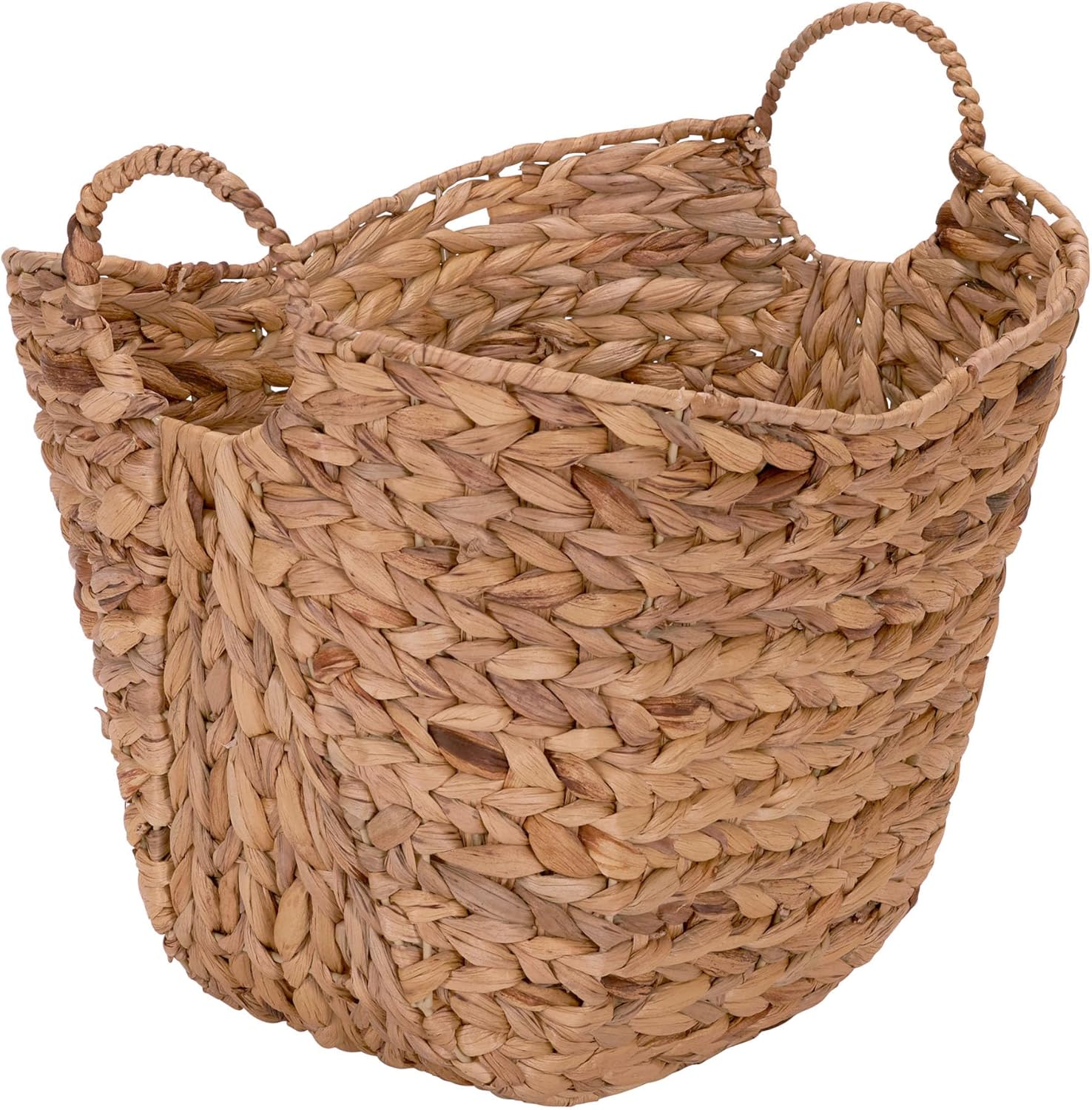Cesta alta de mimbre jacinto de agua ML-4002 con asas natural marron natural