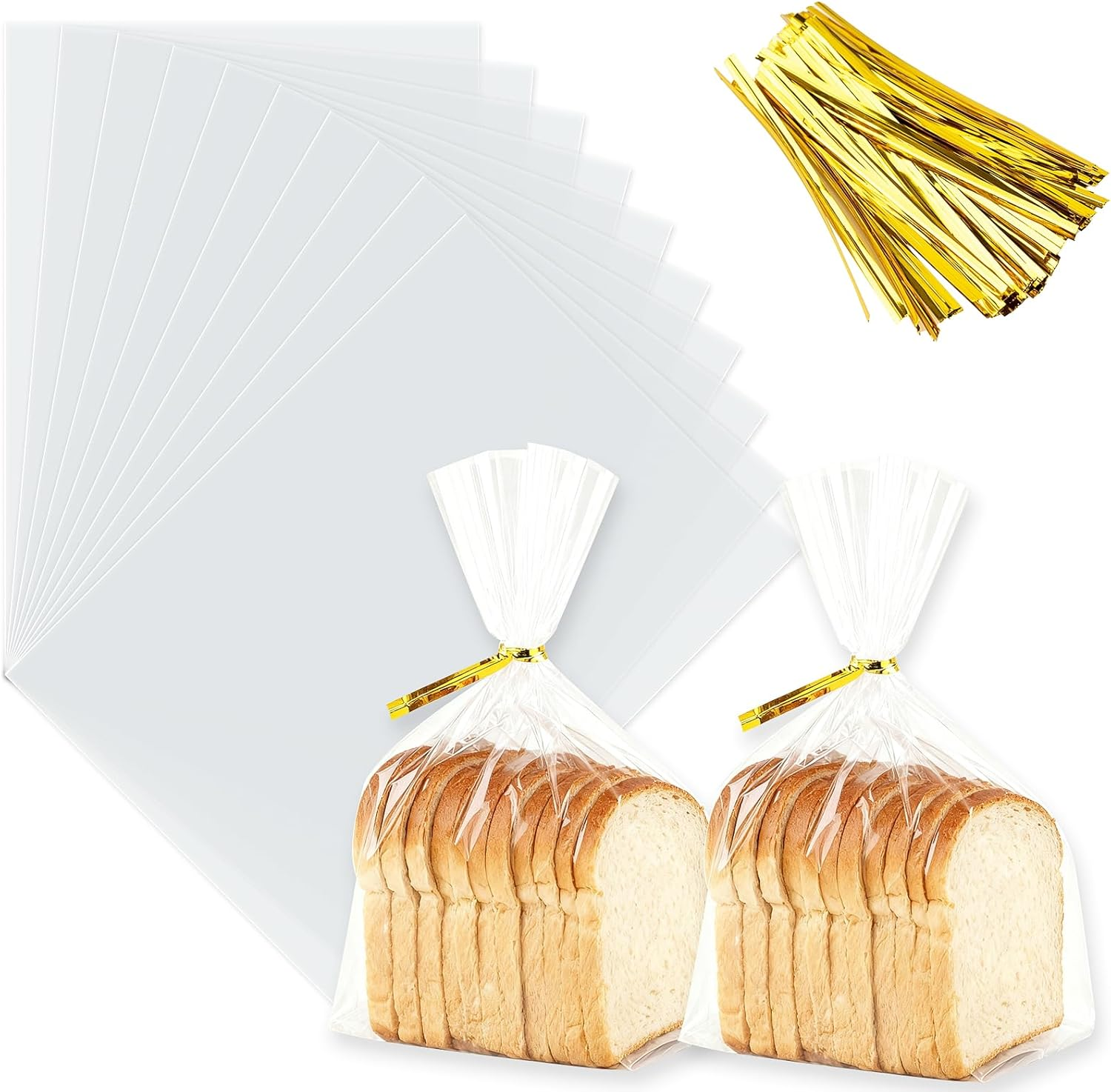 100 Pcs 8x11 Inch Clear Cellophane Treat Bags with Color Twist Ties, Plastic Goodie Cello Bags for Candy, Cookies, Popcorn, Small Gift Wrapping, Party Favors, Bakery Packaging