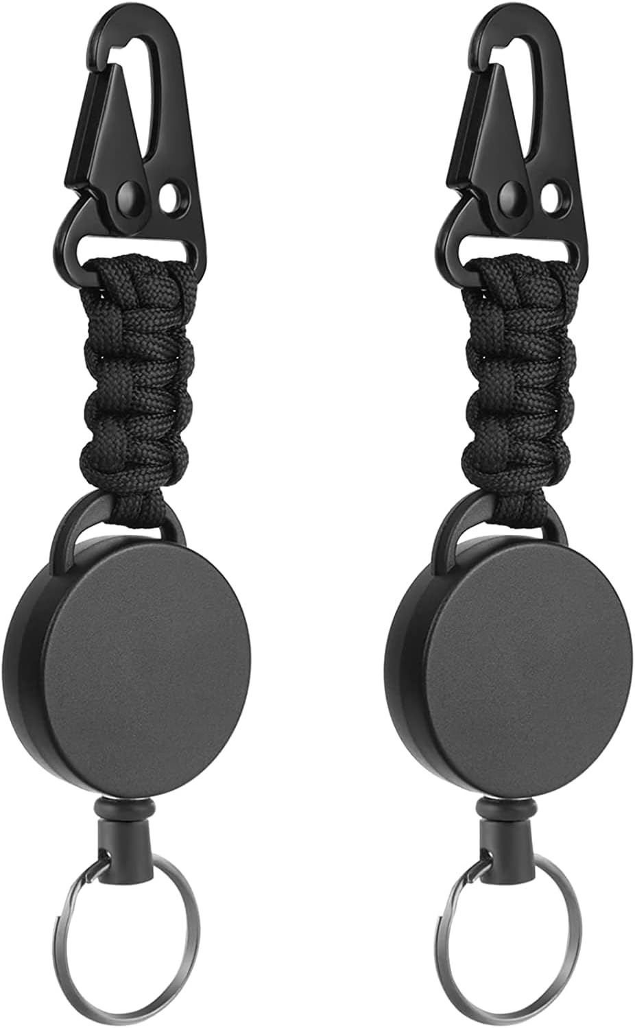 2 Pack Retractable Keychain, Heavy Duty Retractable Badge Holder Reel, Retractable ID Badge Clip Reel with Steel Cable and Carabiner Clip, Badge Reel Carabiner Key Chain