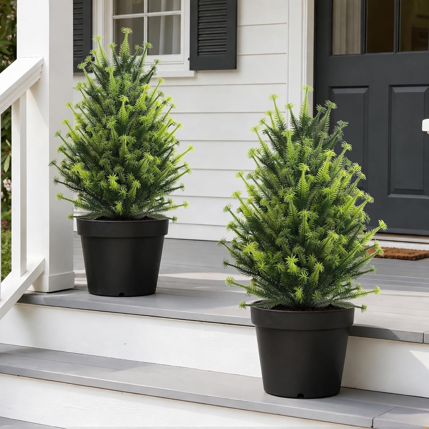 2 Pack Artificial Cedar Topiary Trees with Spike for Outdoor