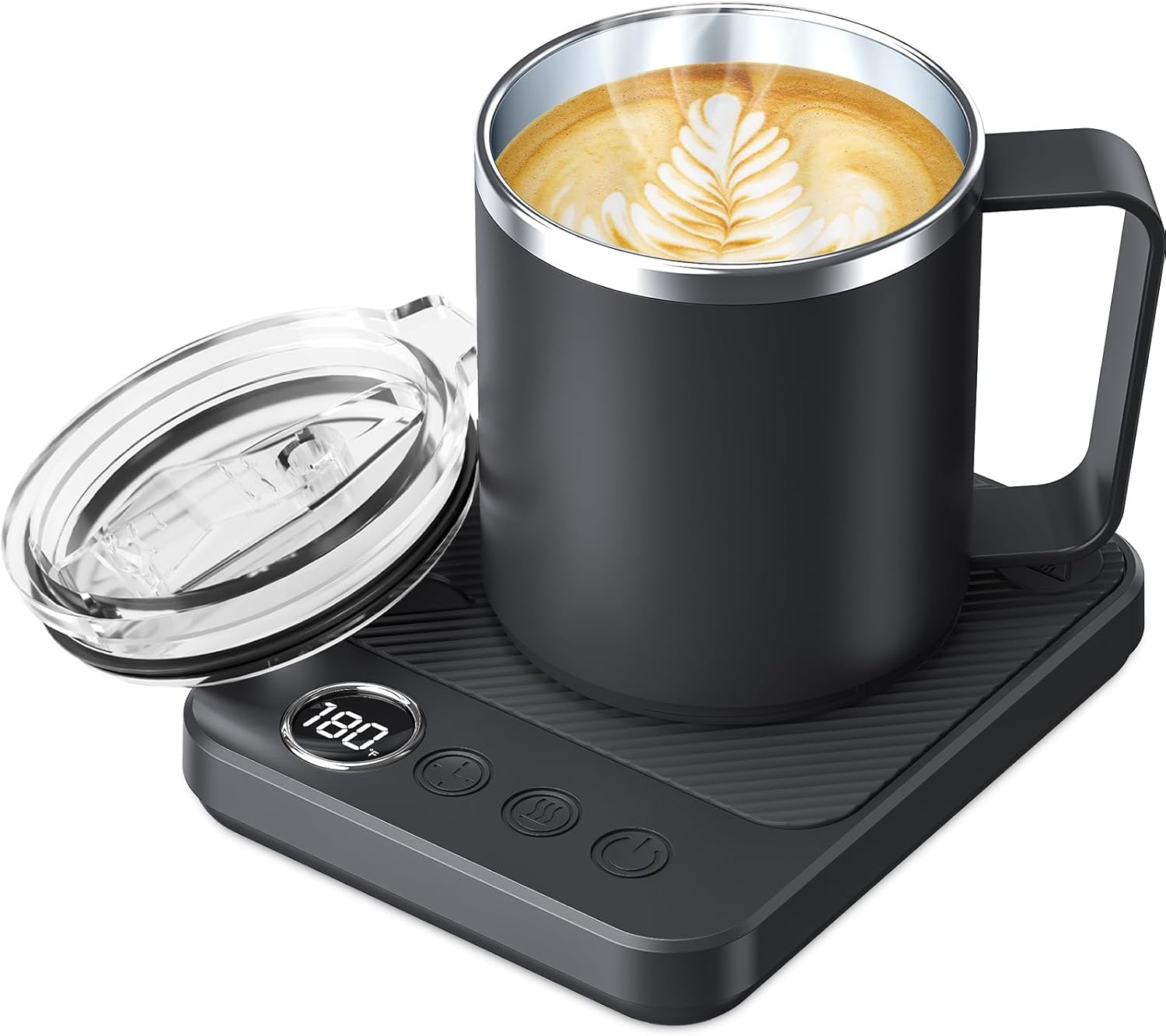 Coffee Mug Warmer & Mug Set for Desk, Electric Coffee Cup Warmer with 16Oz Heated Mug, Smart Coffee Heater with Auto Shut off for Office/Home, Christmas/Birthday/Coffee Gifts for Men & Women,Black