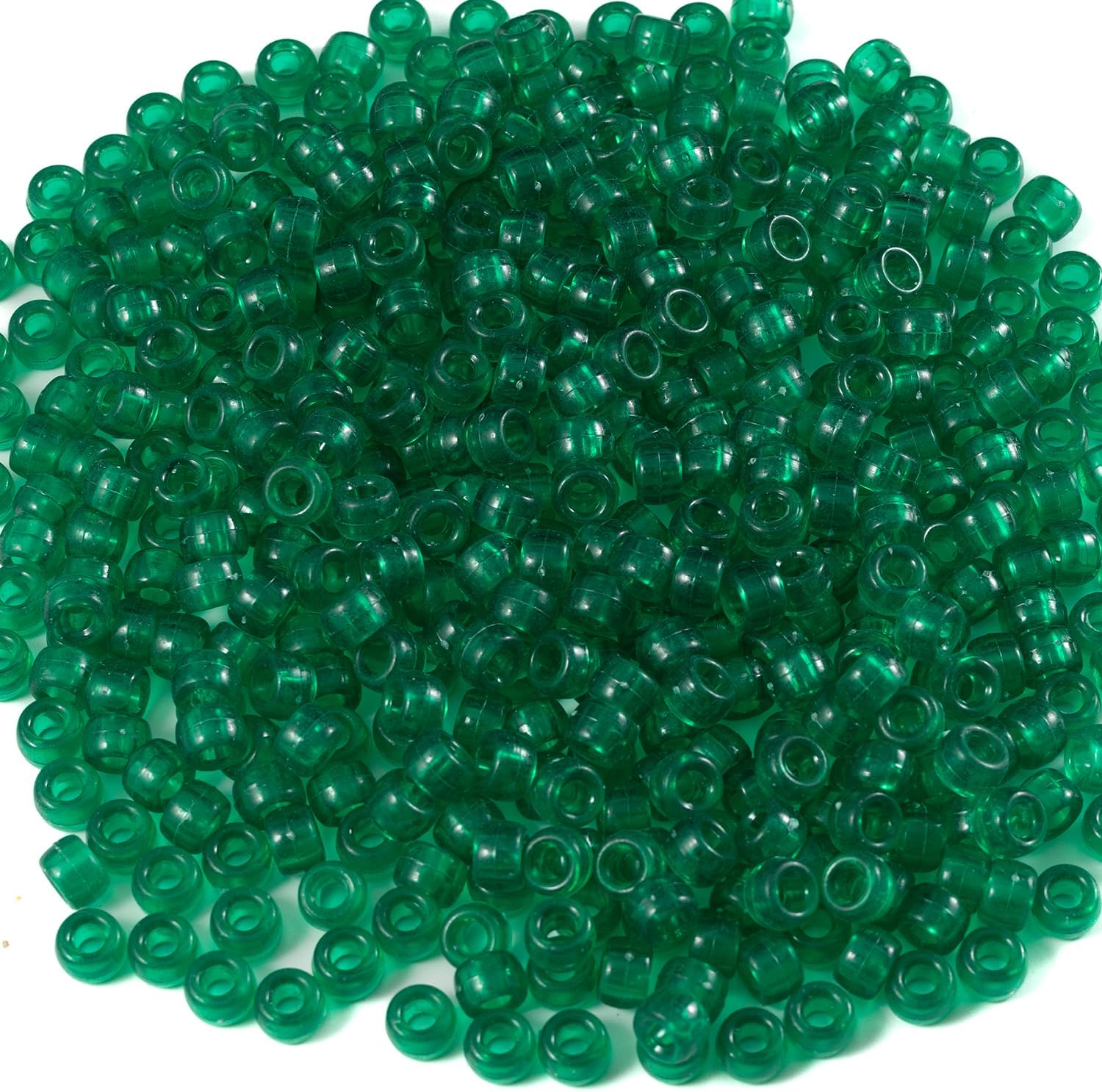 1000 Pcs Acrylic Transparent Green Pony Beads 6x9mm Bulk for Bracelet Necklace Jewelry Making Earring Hair Braiding for Bracelets Making Plastic Beads