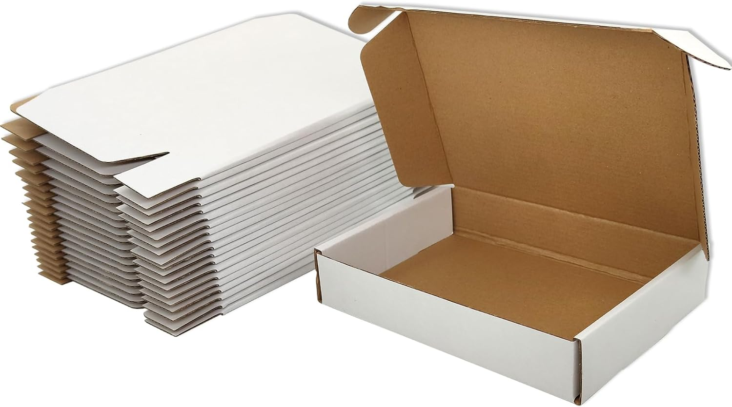 8X6X2 Inches Small Shipping Boxes Set of 25 - White Mailer Corrugated Cardboard Boxes for Shipping Packaging Mailing Products