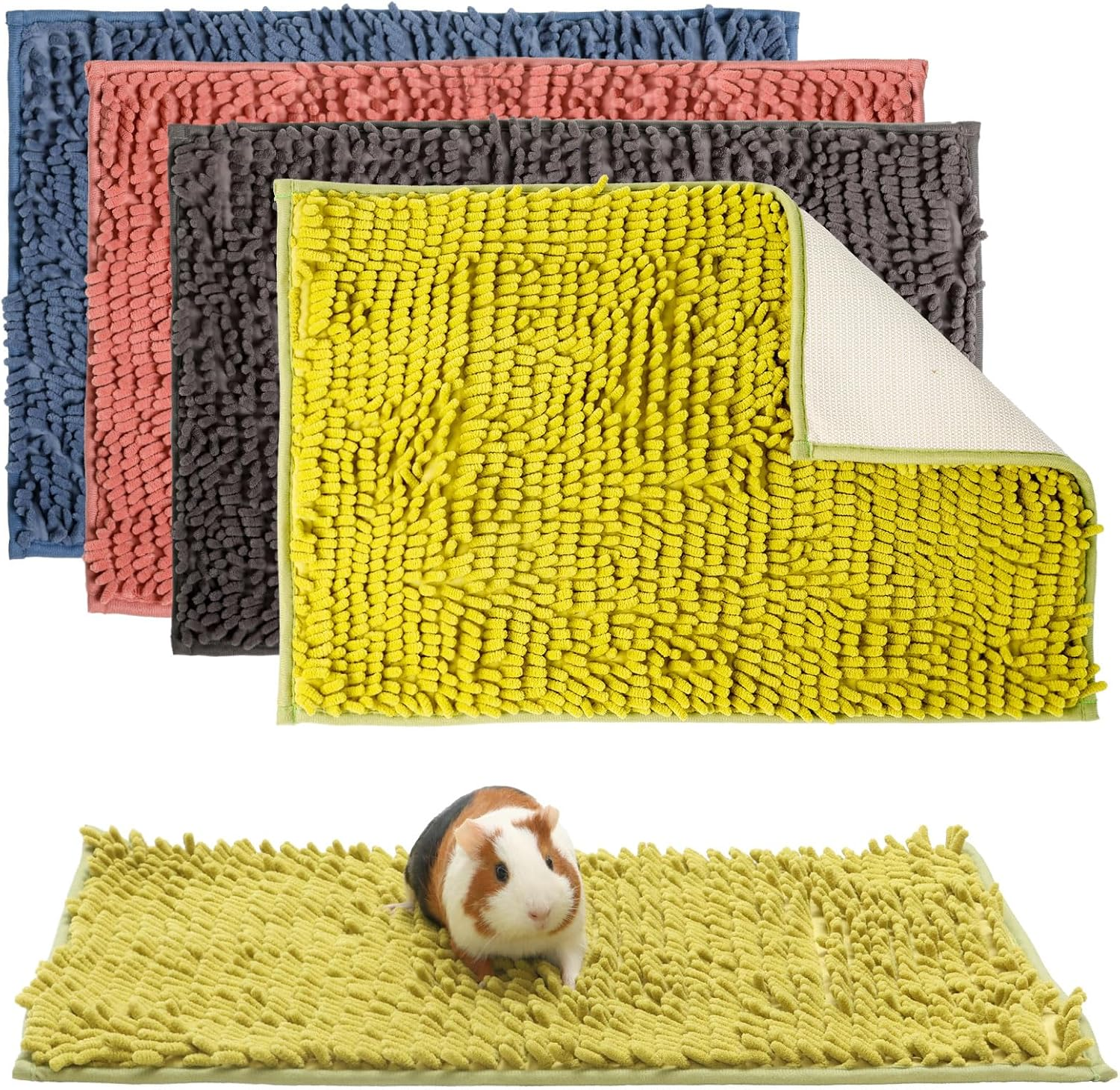 4 Pack Rabbit Washable Pee Pads Reusable Guinea Pig Chenille Bed Training Pad...