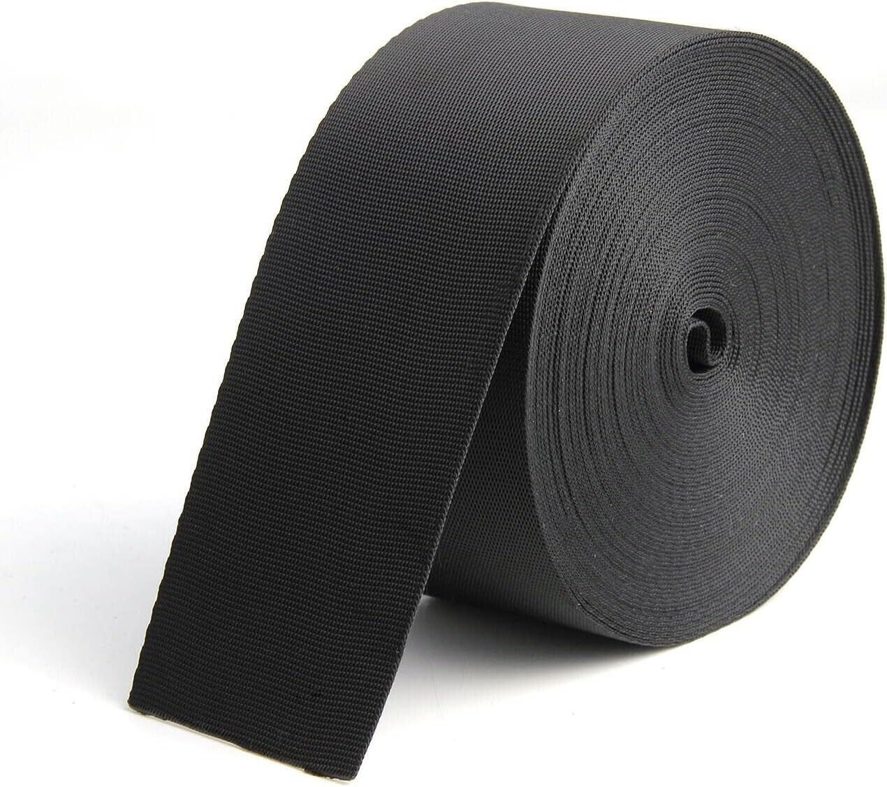 2 Inch Wide 10 Yards Nylon Webbing Strap，Polypropylene Straps for Bags, Hammocks and DIY Making Luggage Strap, Pet Collar, Backpack Repairing (Black)