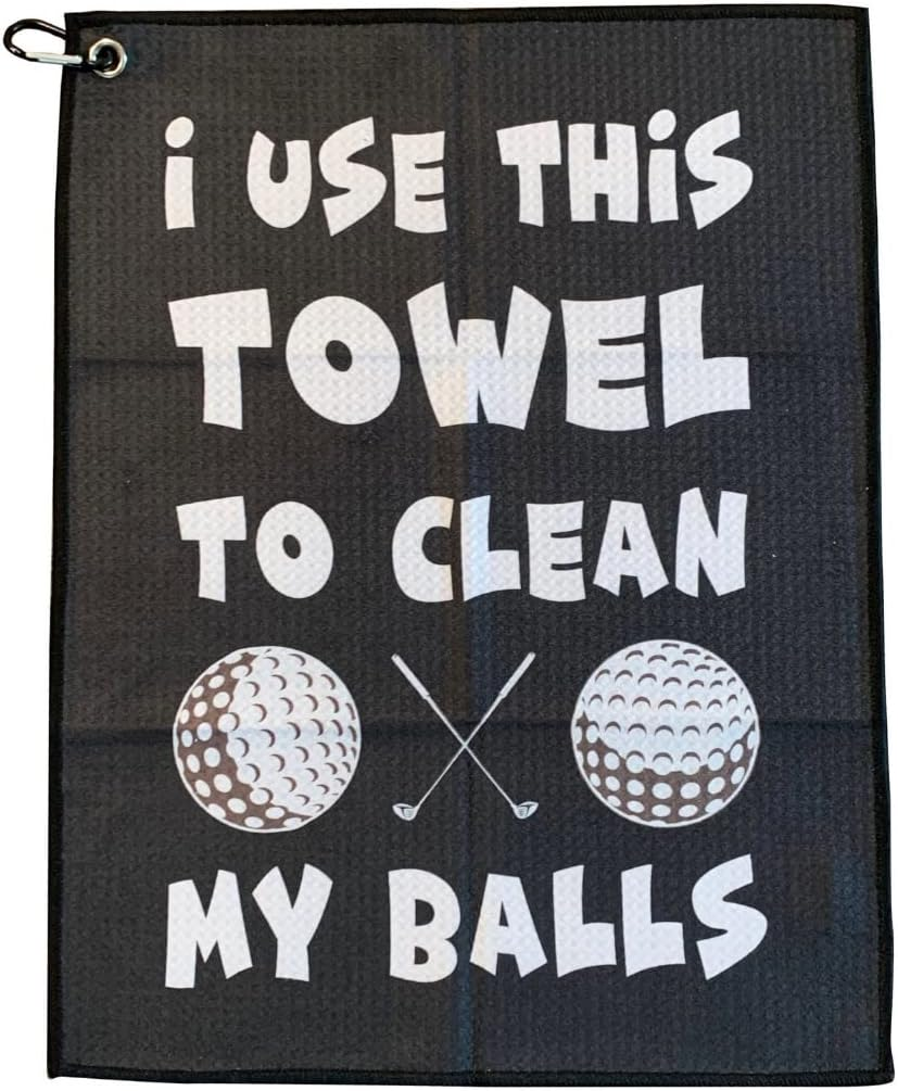 SHANKITGOLF Golf Towel Microfiber with Clip, Funny Cleaning Cloth for Golf Balls & Clubs, Premium Golf Accessories, Gift for Men, Golfers, Dad, Golf Bag Attachment