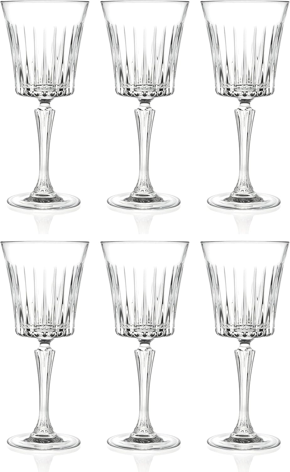 Elegant Set of 6 Stemmed Goblets - Crystal-Like Wine & Water Glasses