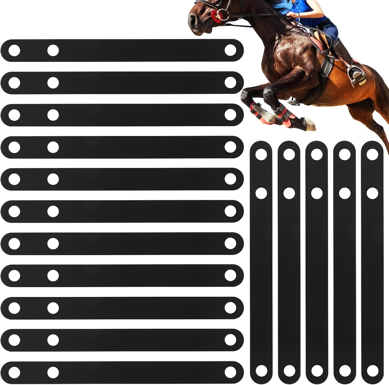 Sadnyy 16 Pcs Black Rubber Spur Keeper Heel Straps Adjustable Single Ply Boot Straps for Men Women Cowboy Cowgirl Horse Riding, 9.84 Inches