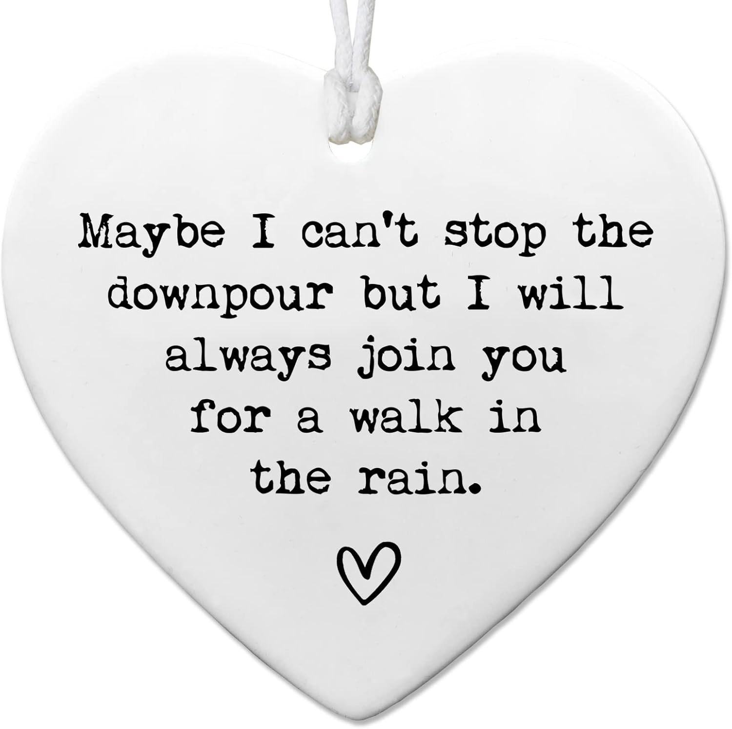 Friendship Gifts for Women, Ceramic Heart Keepsake Ornament “Maybe I Can’T Stop the Downpour” Encouragement Keepsake for Best Friend, Sister, Tough Times Support with Gift Box, 3 Inch