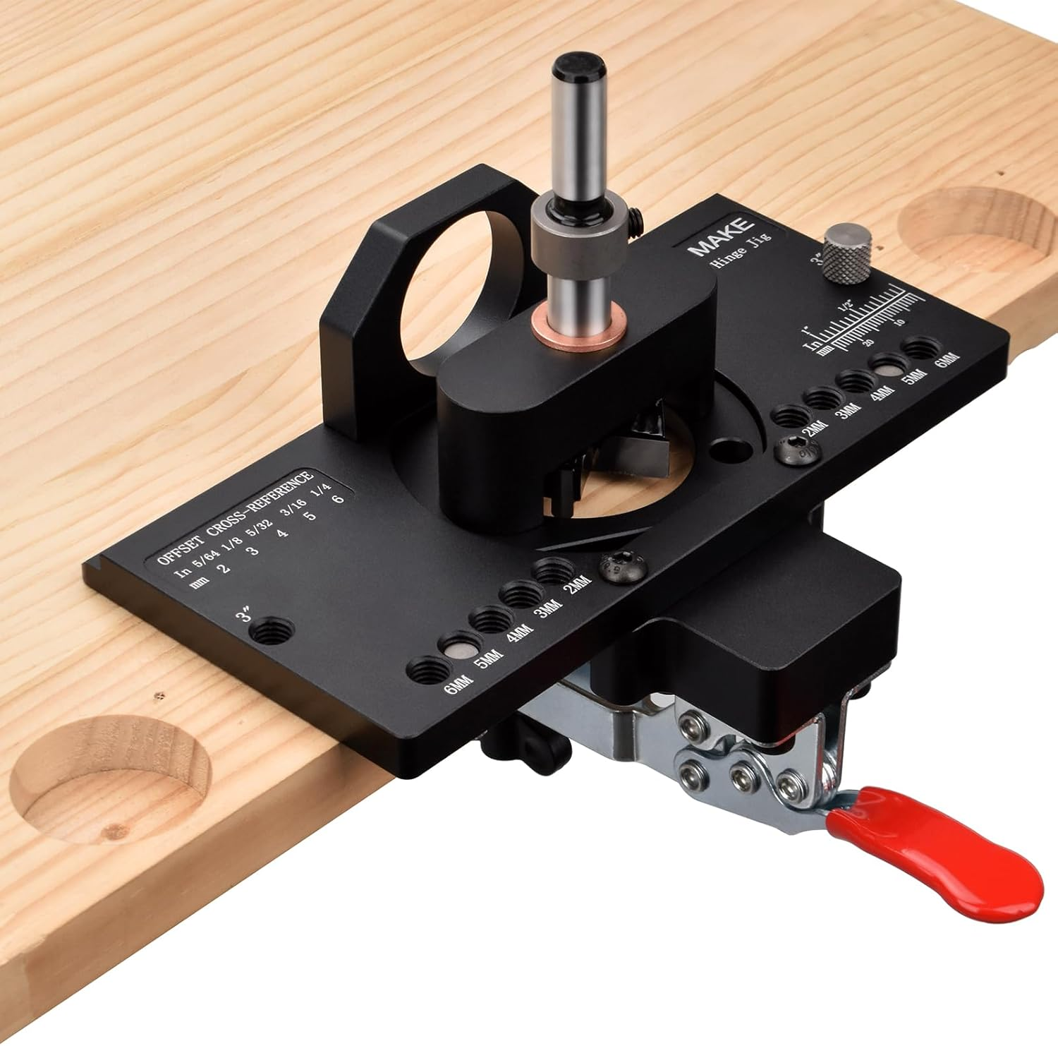 Metal Concealed Hinge Jig with Quick Clamp and Dust Vacuum Adapter Concealed Door Hinge Jig 35Mm Cabinet Hinge Jig Hinge Hole Drilling Jig for Woodworking Door Cabinet Hinges Mounting Tool