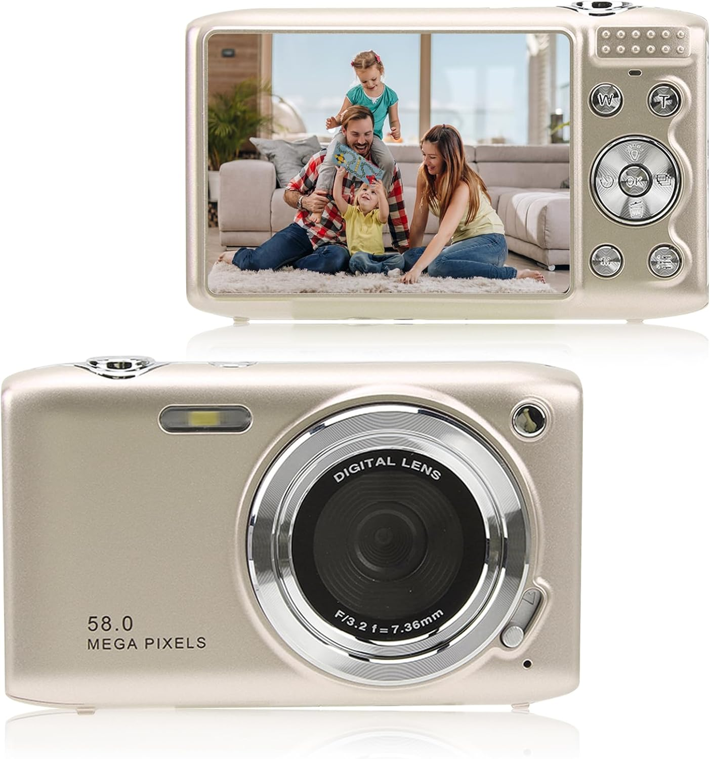 Digital Camera, 58MP 4K HD Compact Point and Shoot Camera with 16X Zoom, 2.88... - Picture 2 of 2