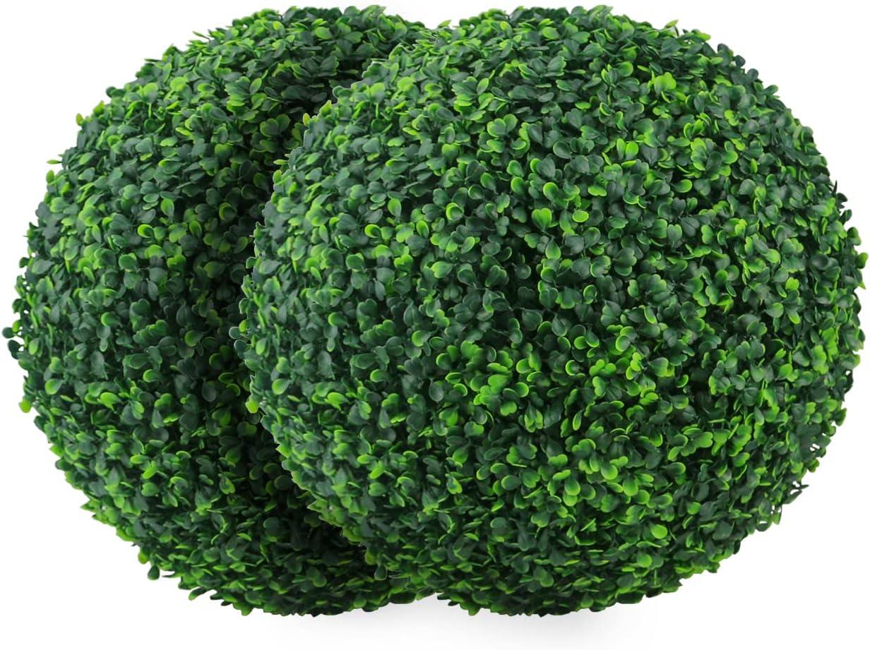 2 PCS 10 Inch 4 Layers Artificial Plant Topiary Ball Faux Boxwood Decorative Balls for Backyard, Balcony,Garden, Wedding and Home Décor (10 Inch)