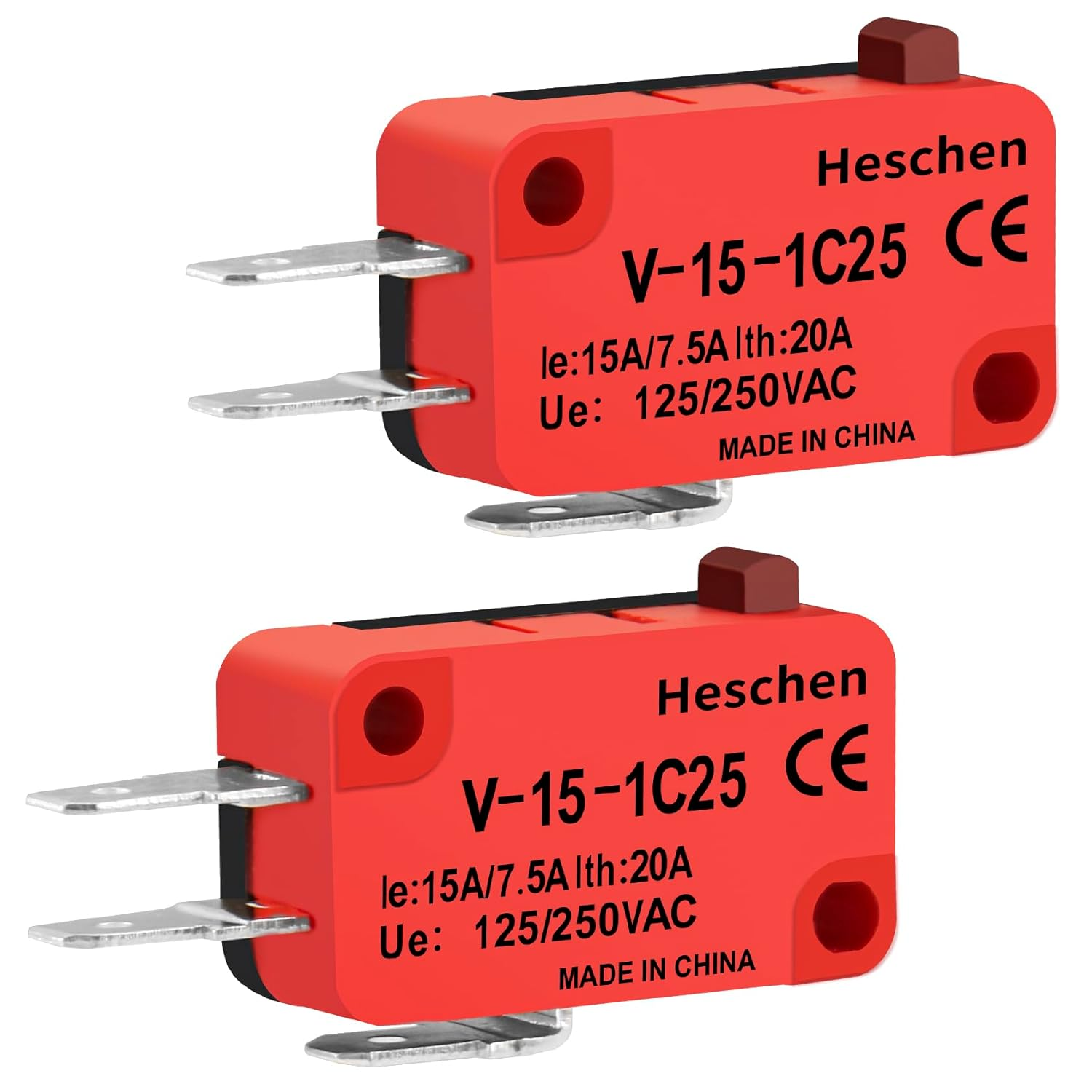 Micro Switch V-15-1C25 SPDT Button Type 20A 250VAC 2 Pack