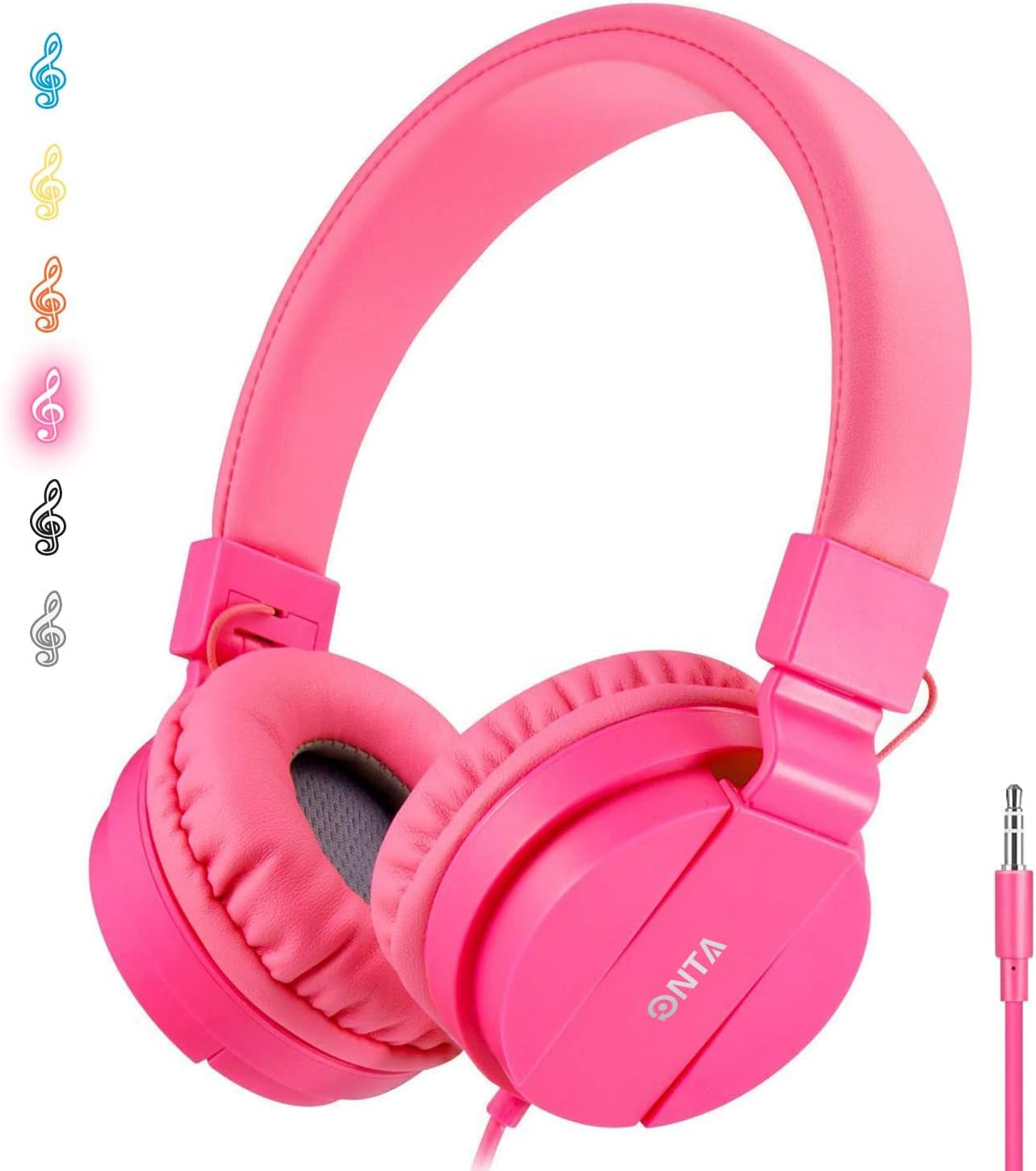 Kids Headphones for Boys Girls - Child Student Headset Wired Plug Toddler Earphones School Teen on Ear for Ipad | Computer | Smart Phone |  Fire Tablet | Laptop | Plane Travel | Game, Pink
