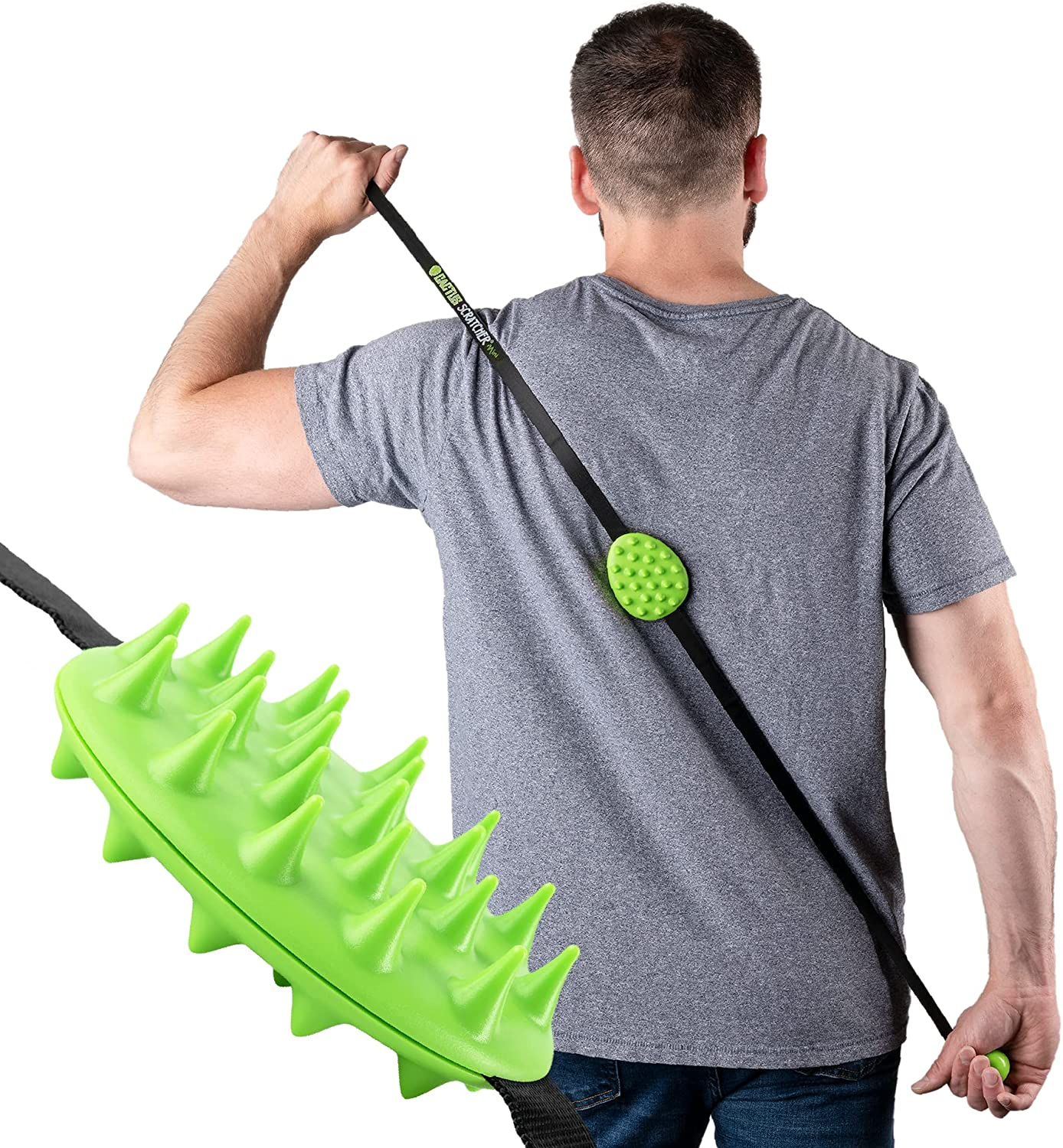 Mini Back Scratcher for Itching Relief, 2-Sides with Aggressive & Soft Spikes, Long Handheld Scratchers for Men & Women, Designed for Accessing Hard-To-Reach Areas - Green