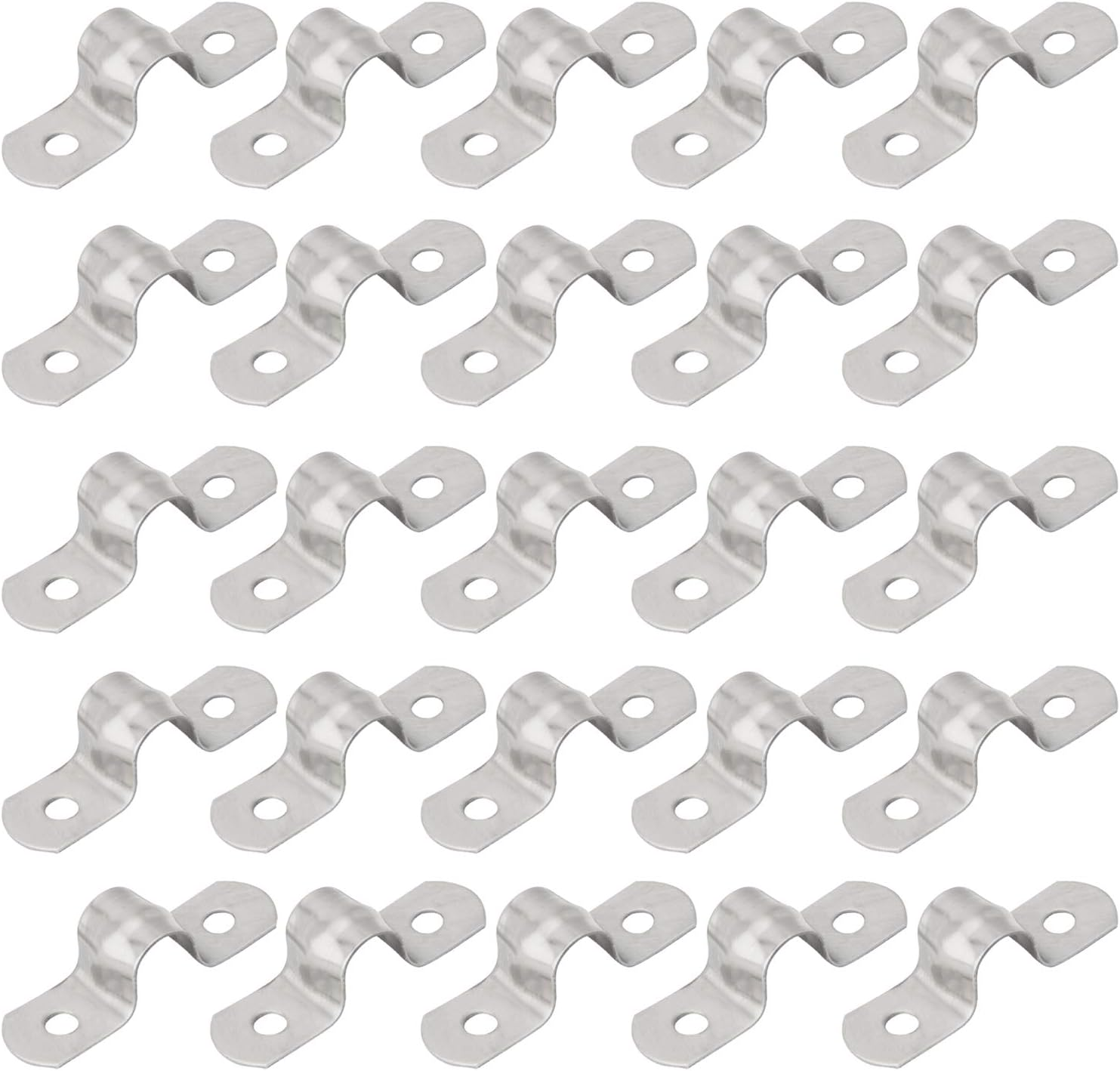 25Pcs M10 Stainless Steel Rigid Pipe Strap for 3/8 Inch Hose OD, 2 Holes Cable