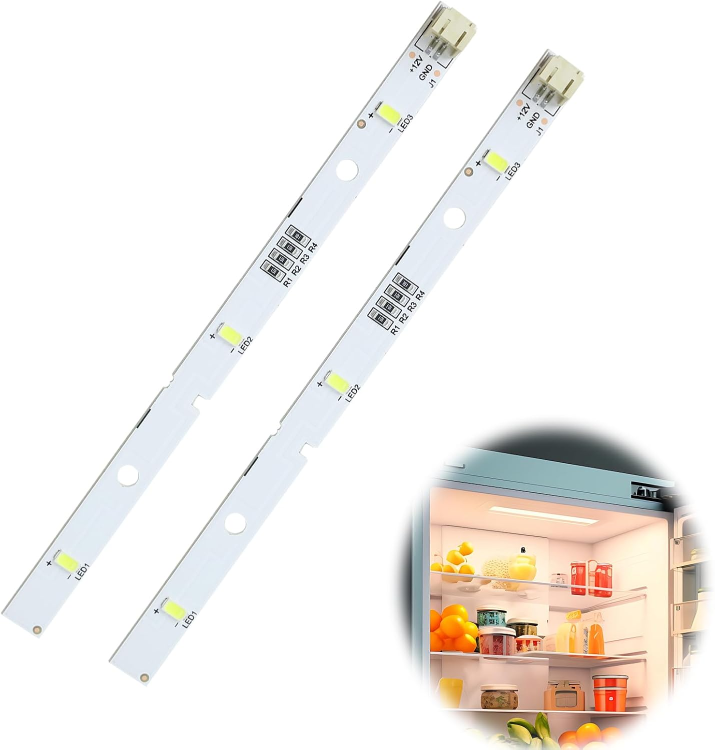 LED Fridge Light, Refrigerator LED Strip Light for RONGSHENG/HISENSE E349766 MDDZ-162A 1629348 1529227 DC12V 2W Lights for Kenwood KIFF5017 KIFF5020 KIFF7017 KIFF7020 (2Pcs)