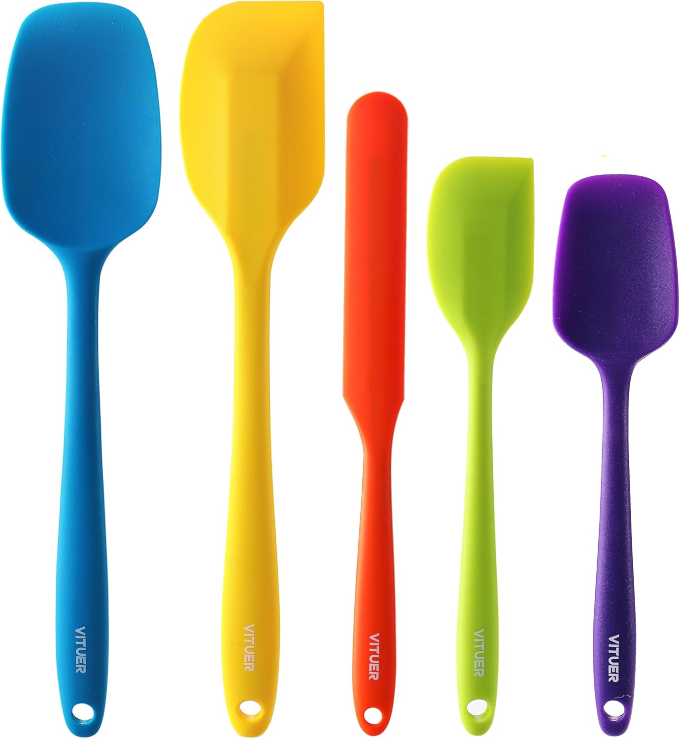 5PCS Silicone Rubber Spatula Set, Food Grade Bpa-Free Spatulas for Kitchen Use