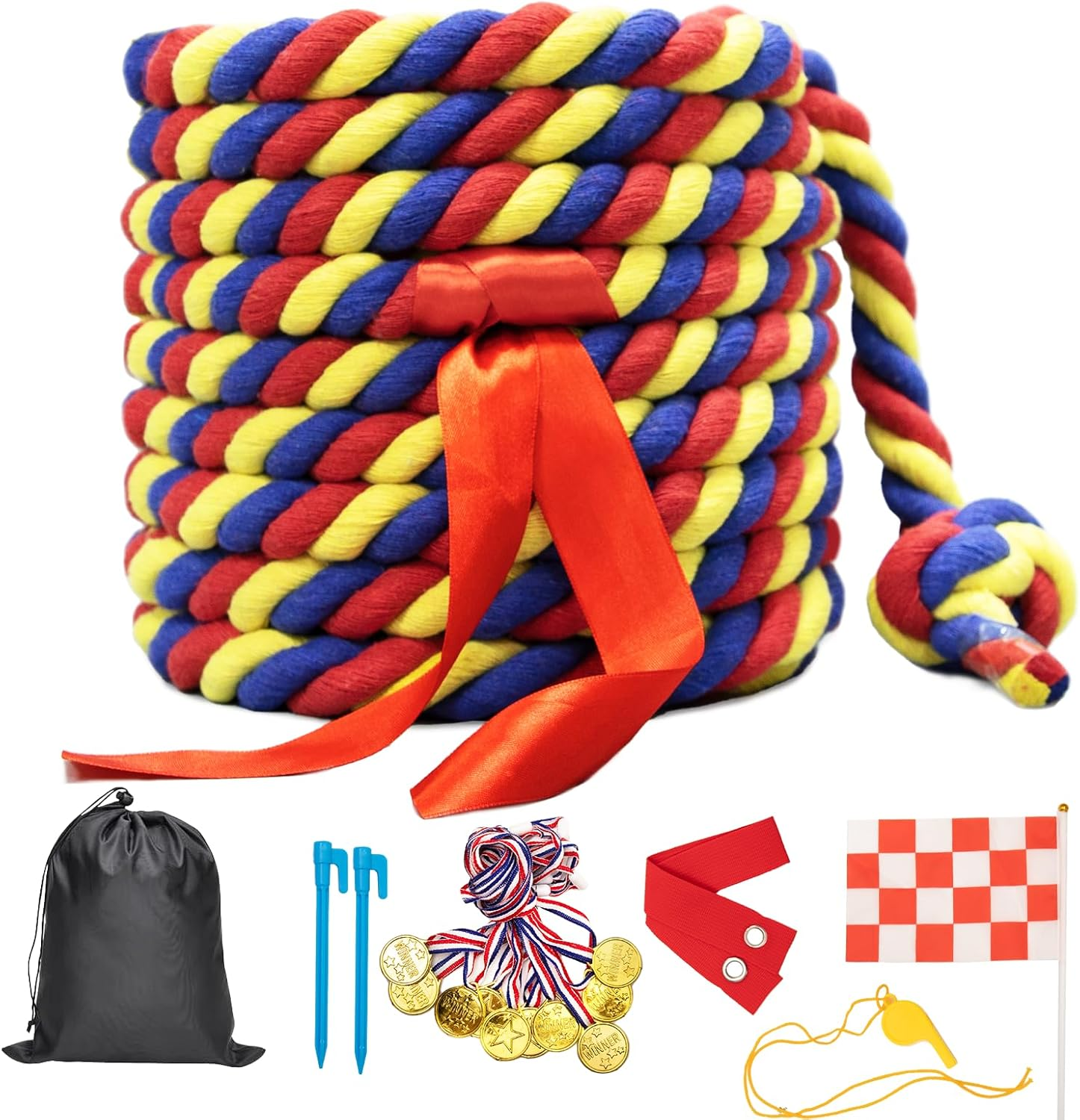 Tug of War Rope for Kids and Adults, 20/40/60FT Tug a War Rope for Outdoor Games Field Day Family Reunion Party Games, Summer outside Yard Backyard Lawn Picnic Games, Team Building Games