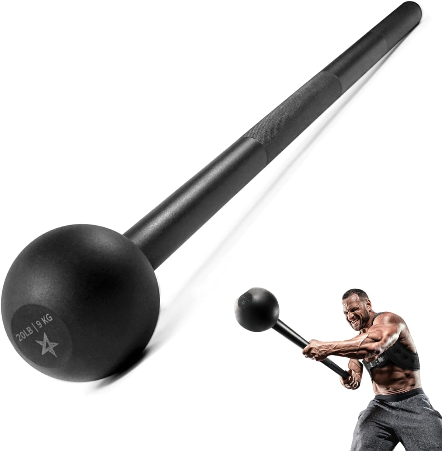 Yes4All Steel Mace Bell for Comprehensive Strength Training - Supports Full Body, Muscle Development, Shoulder, Grip, and Forearm Workouts - Available in 5, 7, 10, 15, 20, 25, and 30 LB for Both Men and Women