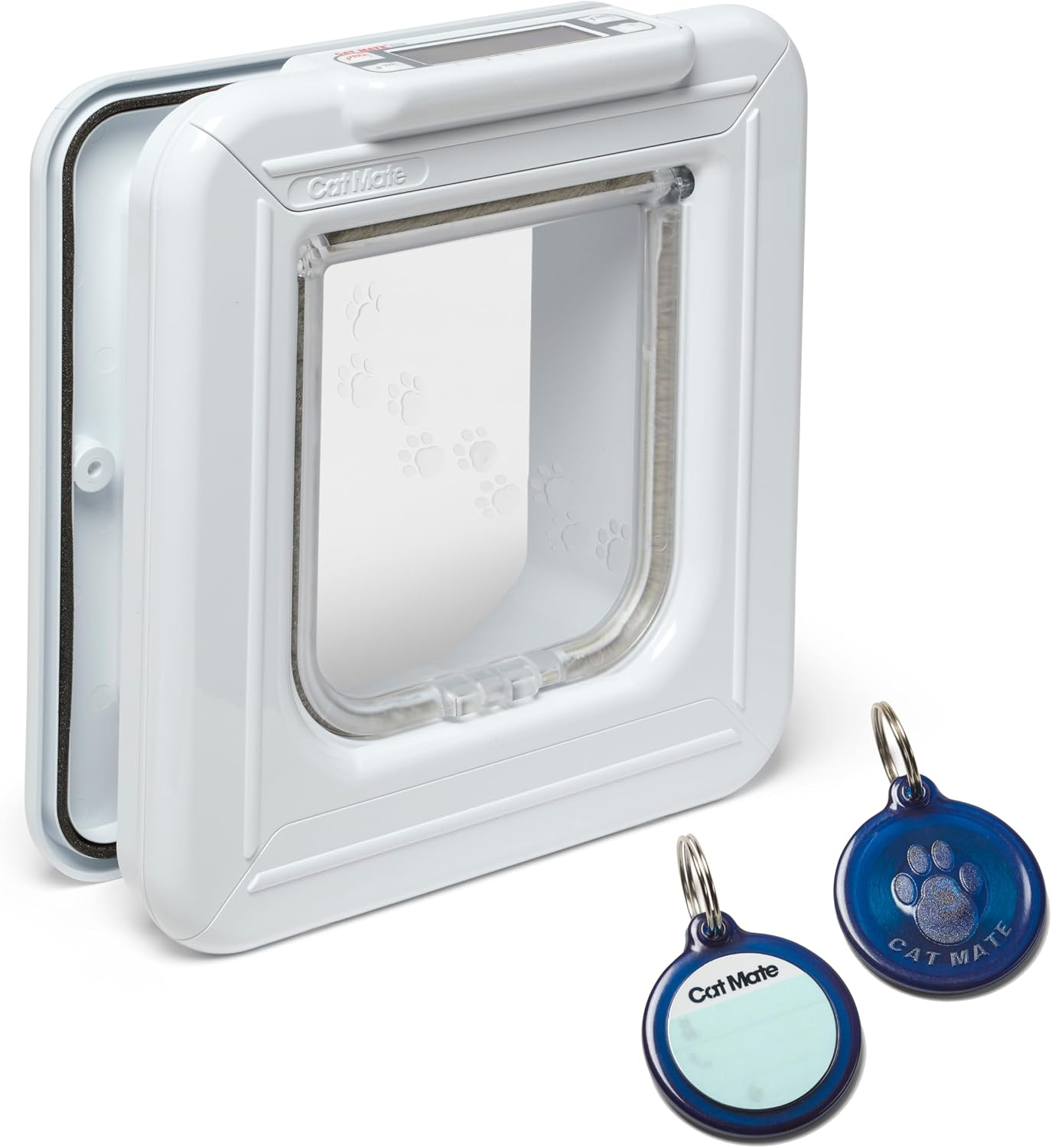 Elite I.D Disc Cat Flap with Timer Control (305) - Compatible with Pet Mate I.D Discs, for Small to Average Sized Cats, for Glass, UPVC, Walls and Wood, White
