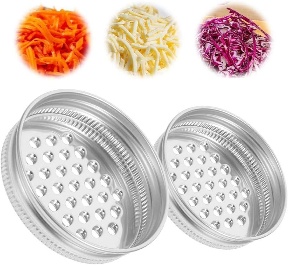 2 Pcs Mason Jar Grater Lids for Wide and Narrow Mouth Jars Reusable Shaker Lid