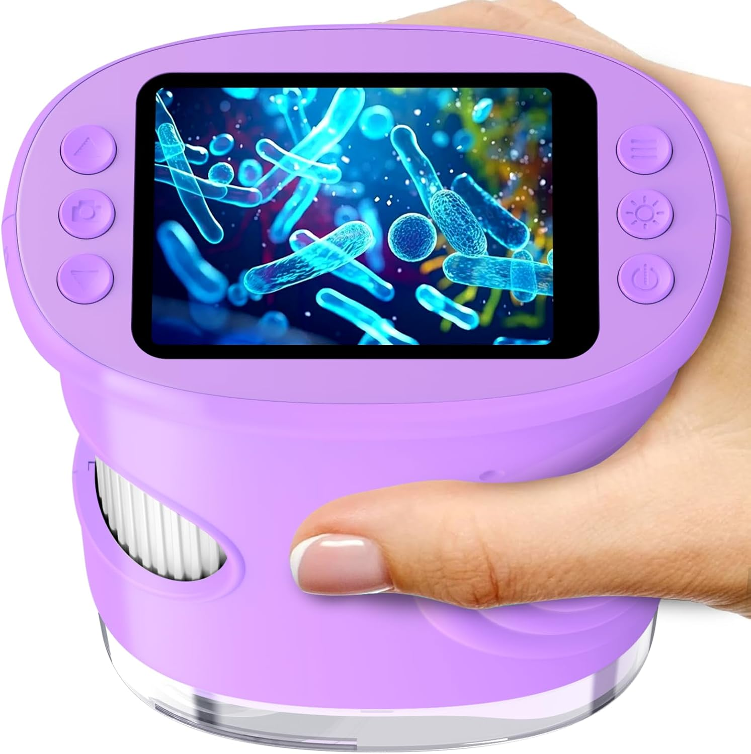 Digital Microscope for Kids with Adjustable Lights, Nature Exploration Tools Portable STEM Science Lab Gifts, Rechargeable Portable Microscope Boys & Girls Age 4 5 6 7 8 9 10 11 12, Purple