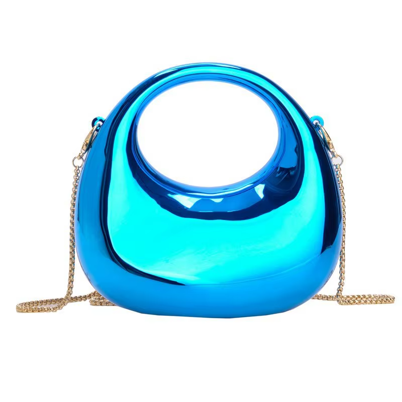 YY0005 2025 Women'S Fashion Lady Sequined Mini Crescent Acrylic Crossbody Bag Adjustable Strap Zipper Closure Polyester Lining