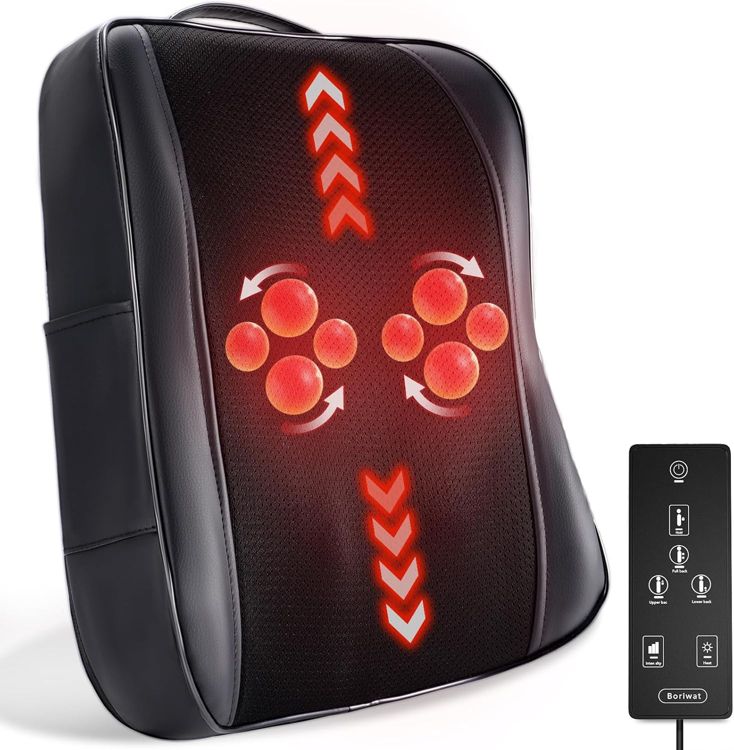 Back Massager with Heat, Shiatsu 4D Kneading Rolling up and down Back Massage for Pain Relief Deep Tissue, Track-Guided Lower Back Massager for Lumbar, Shoulder, Gifts for Women Men Mom Dad