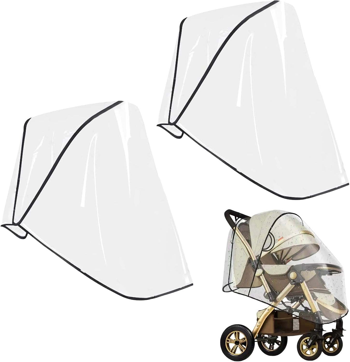 Universal Stroller Pram Rain Cover Large Durable Baby Travel Weather Shield for Summer Windproof Waterproof Protect from Dust Snow Double Protection Eye Protection Stroller Accessory Fits Most Pram