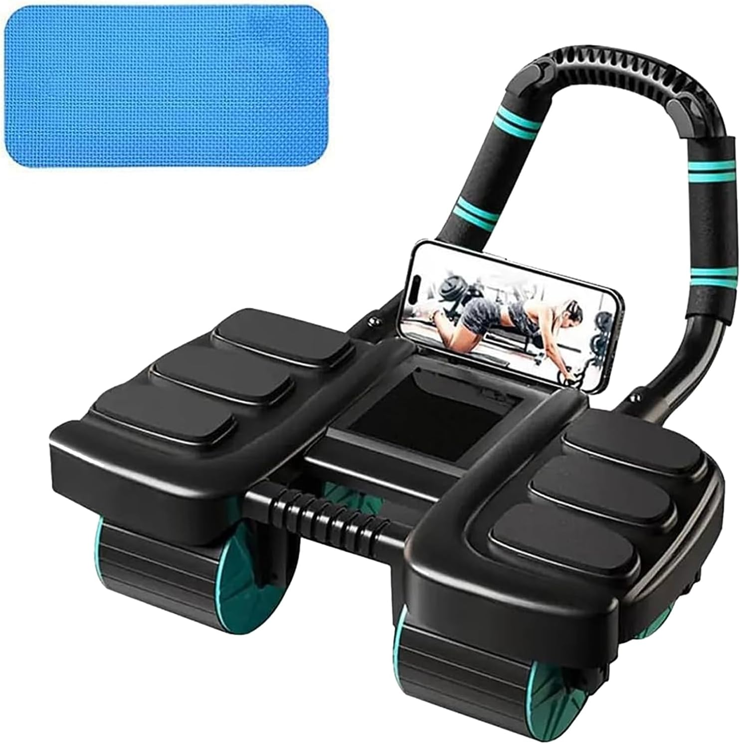 Ab Roller Wheel for Home Gym - 2025 Automatic Rebound, Elbow Support & 4-Wheel Design, Portable Abdominal Exercise Equipment for Men and Women to Burn Belly Fat