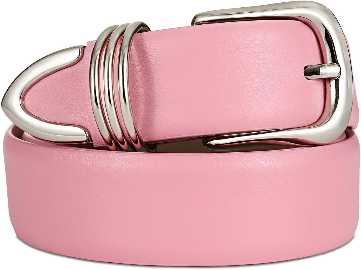 Women's Leather Belts with Gold Buckle Fashion Leather Waist Belt Elegant Ladies Belts for Jeans Gifts for Women