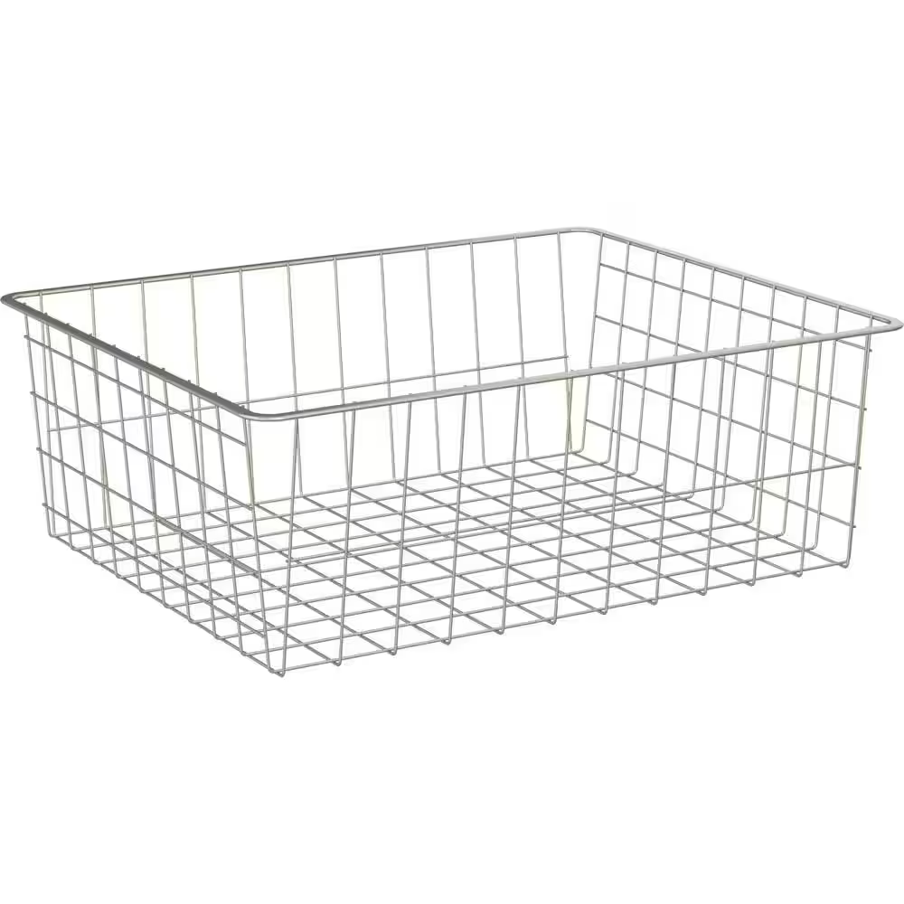 7.5 In. H X 17 In. W Nickel Steel 1-Drawer Wide Mesh Wire Basket