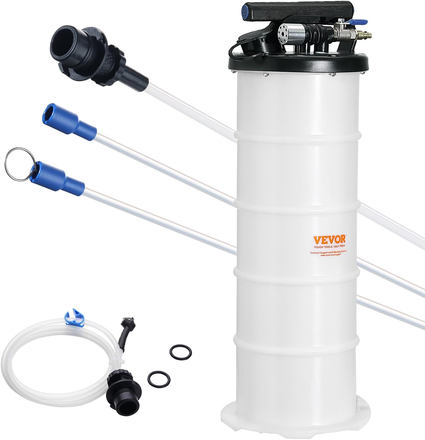 Fluid Extractor, 1.74 Gallons (6.5 Liters), Pneumatic/Manual Oil Changer Vacuum Fluid Extractor with Dipstick and Suction Hose, Oil Extractor Change Pump for Automotive Fluids Vacuum Evacuation