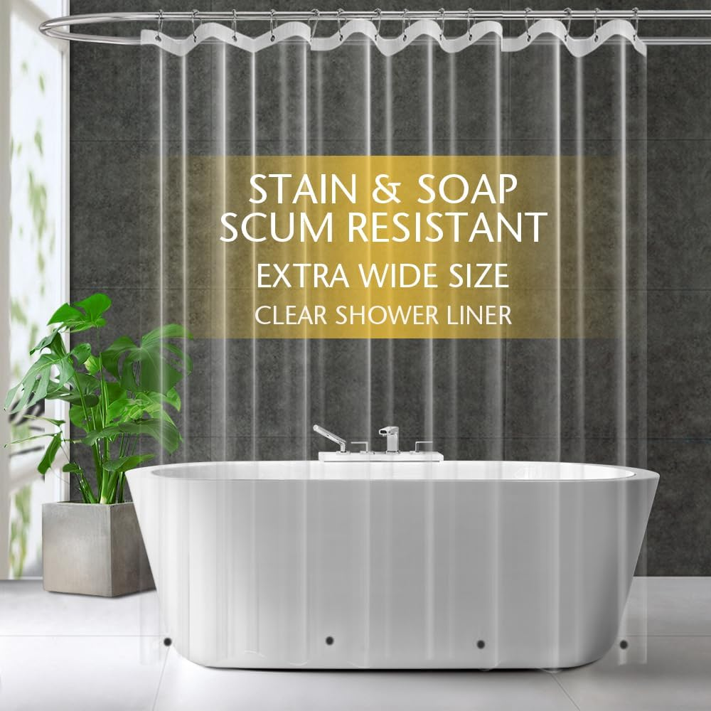 Extra Large Size PEVA Plastic Shower Curtain Liner Premium Light Weight 82