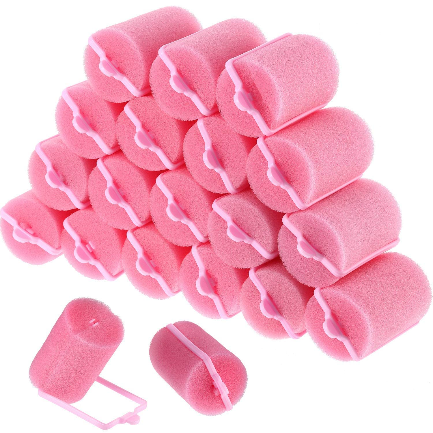 Geyoga 18 Pieces Sponge Hair Rollers Large Soft Foam Hair Styling Curlers Large Size Hairdressing Curlers for Women(1.6 X 2.8 Inches,Pink)