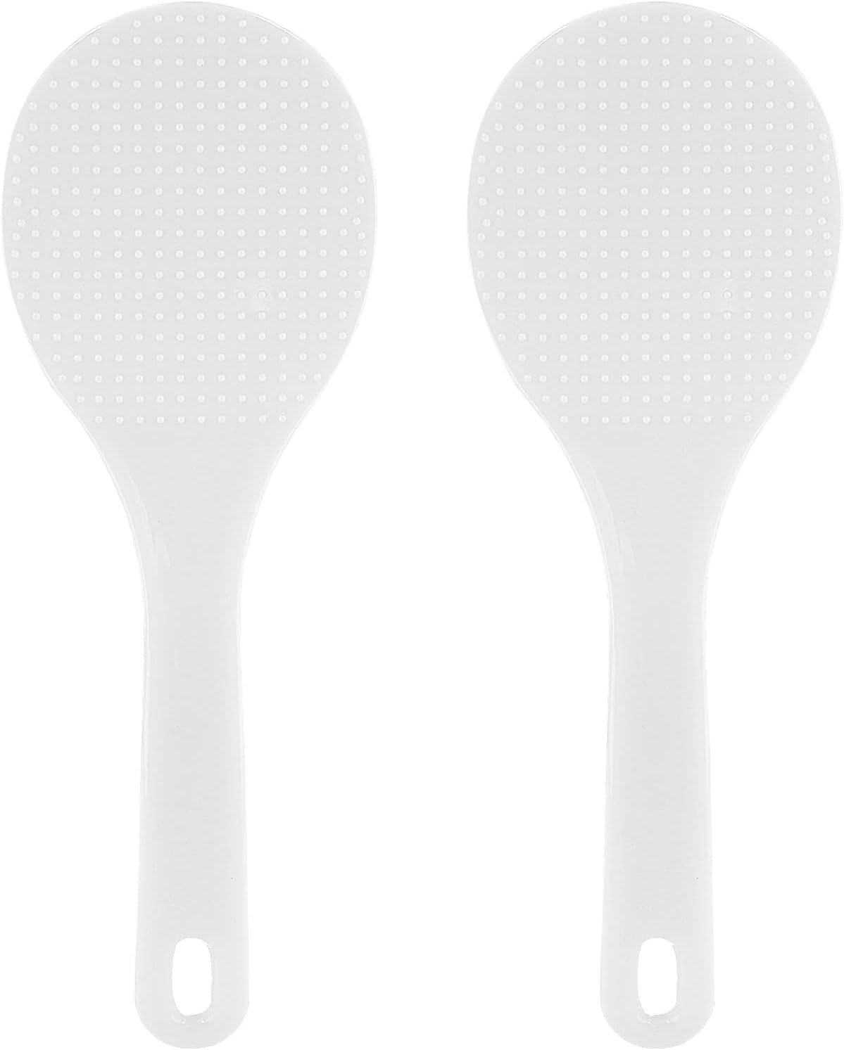 2PCS Plastic Rice Paddle, Non-Stick Rice Scoop & Serving Spoon, 7.87 Inch (White)
