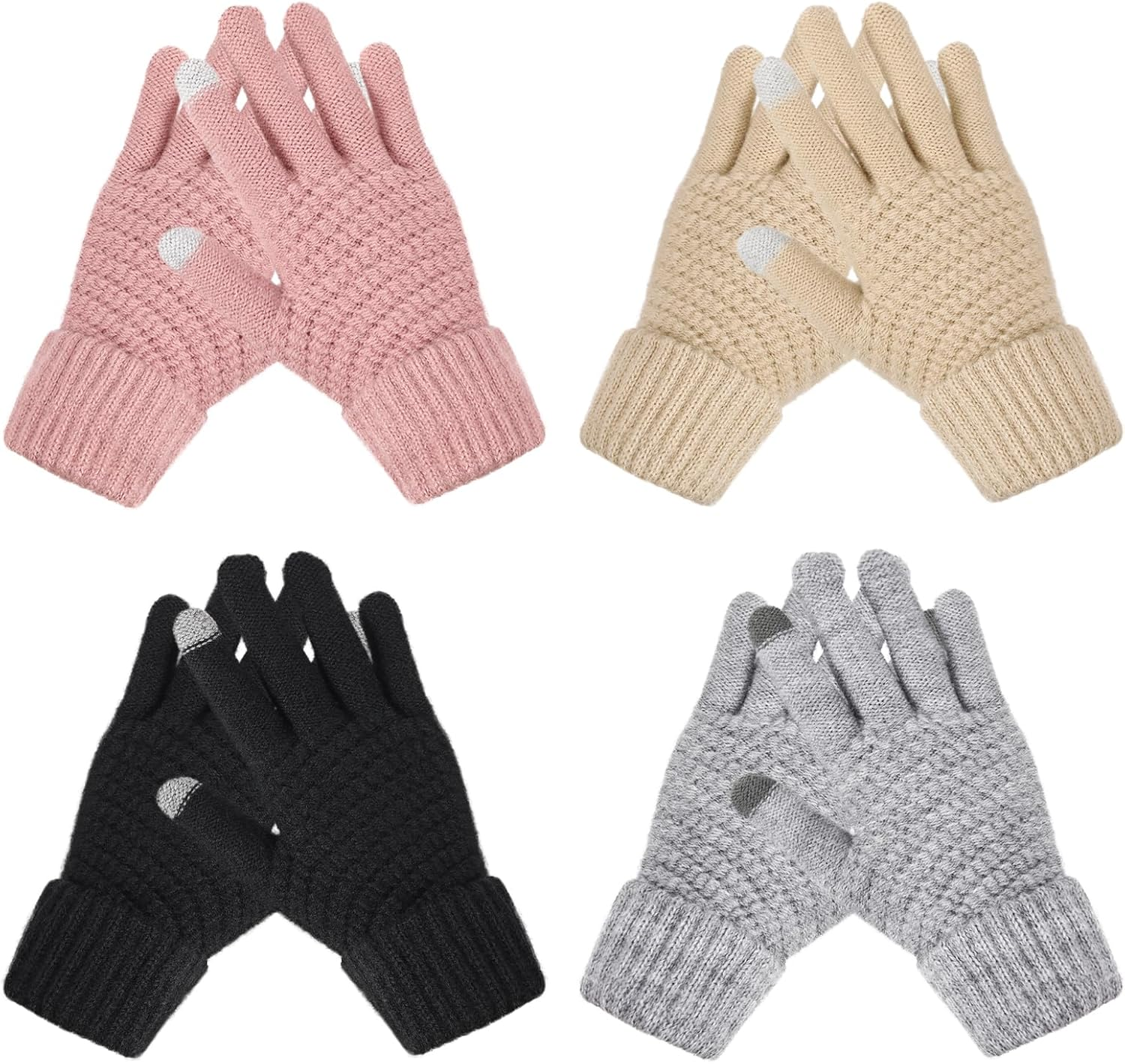 Winter Gloves for Women - Warm Womens Winter Gloves, Touchscreen Knit Glove with Elastic Cuff for Cold Weather