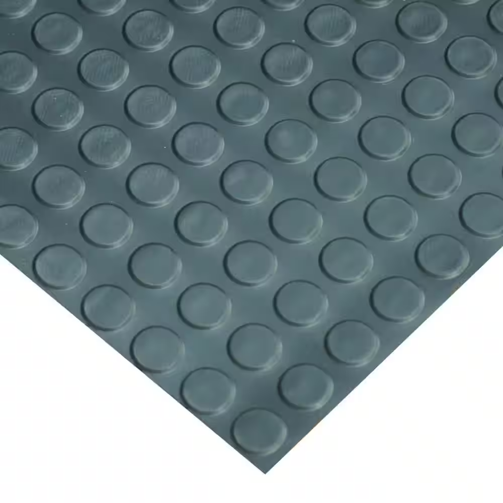 Coin-Pattern 3 Ft. X 20 Ft. Black Thermoplastic Rubber Garage Flooring Rolls