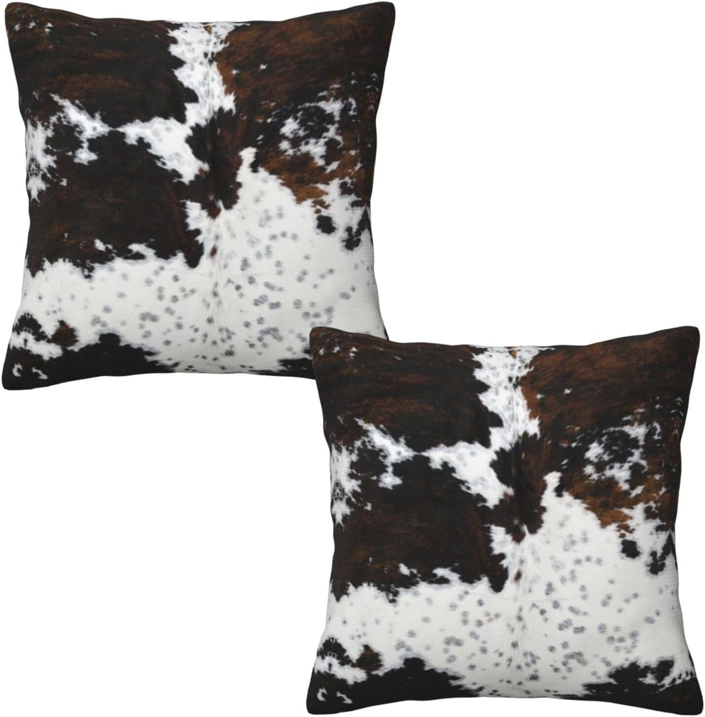 Western Brown Cow Print Pillow Covers 18X18 Set of 2, Cowfur Print Throw Pillow Covers Outdoor Decorative Pillow Case for Couch Bed Sofa Cushion Home Decor