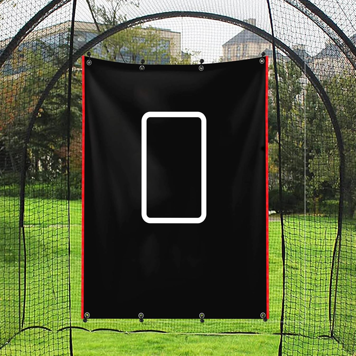 Baseball Backstop with Strike Zone 4Ft X 6Ft Batting Cage Target Catcher Image Backdrop Softball Pitching Hitting Targets Training Practice Tool