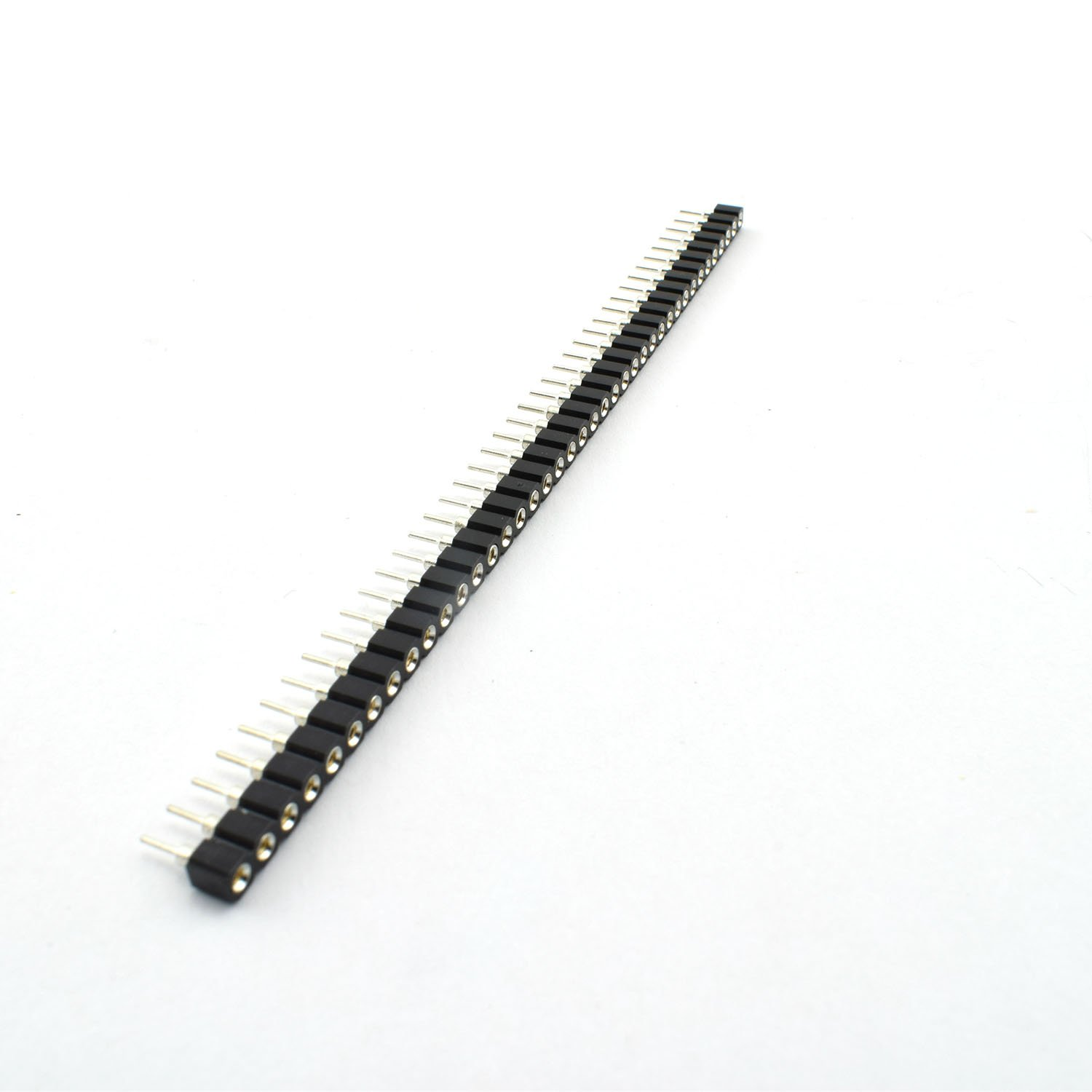10pcs 2.54mm 40Pin Round Female Socket Pin Header Strip 1x40P Single Row Straight Female/Male Socket/Pin Header Strip Connector Black