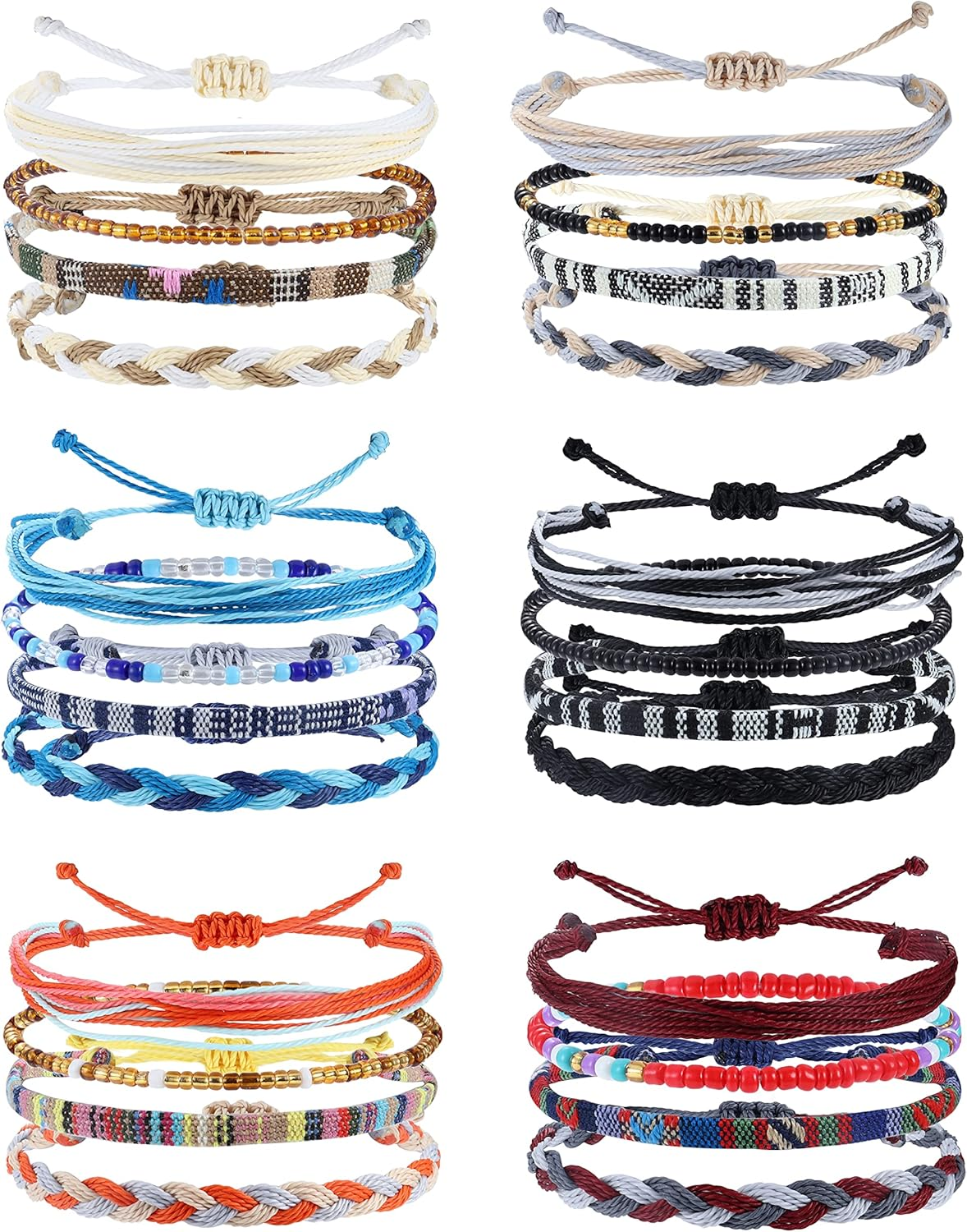 24Pc Handmade Boho Anklet Bracelet Set Adjustable Waterproof Mothers Day