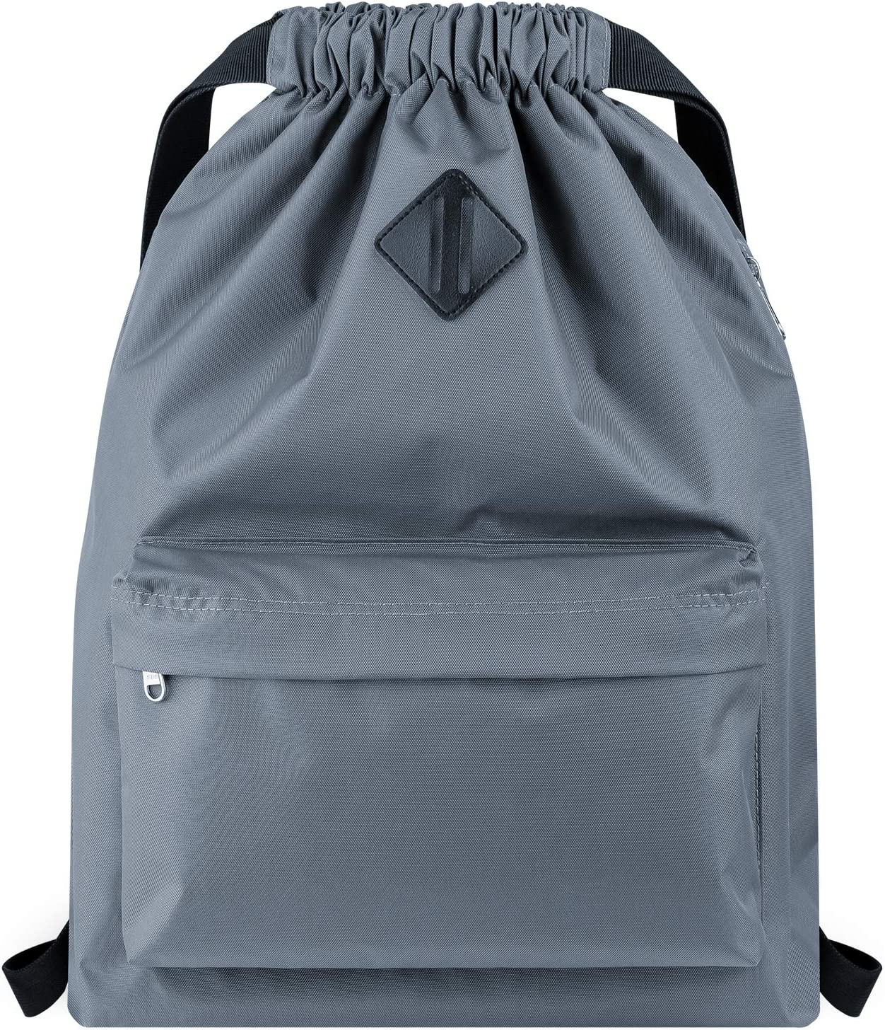Drawstring Backpack Water Resistant String Bag Sports Gym Sack with Side Pocket for Men Women