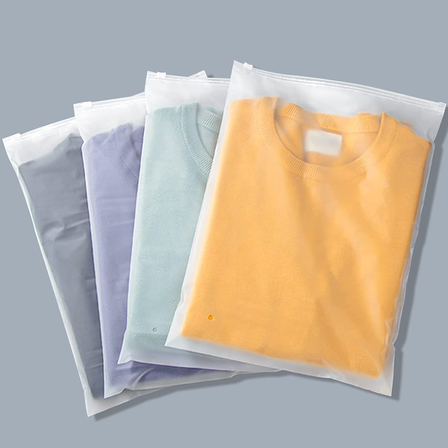 T-Shirt Bags, 100PCS 9X12 Inch Frosted Zipper Packaging Bags for Clothing, Resealable Poly Plastic Apparel Merchandise Zip Bags for Shipping Clothes Shirt Jeans, with Vent Hole, 3 Mil