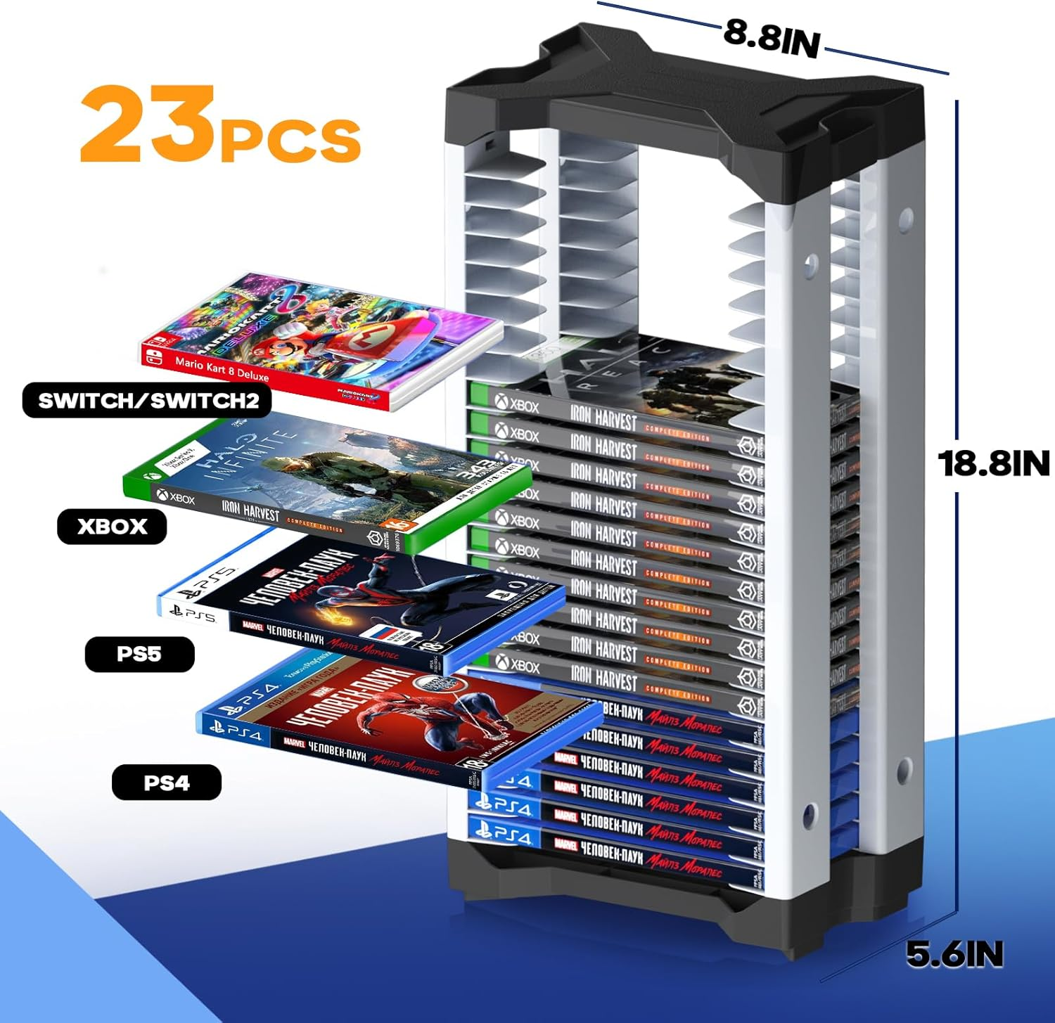 Nargos Video Game Storage Tower for PS5/ PS4/ PS3/ PS2/ Xbox One/Xbox 360 and... - Picture 3 of 14