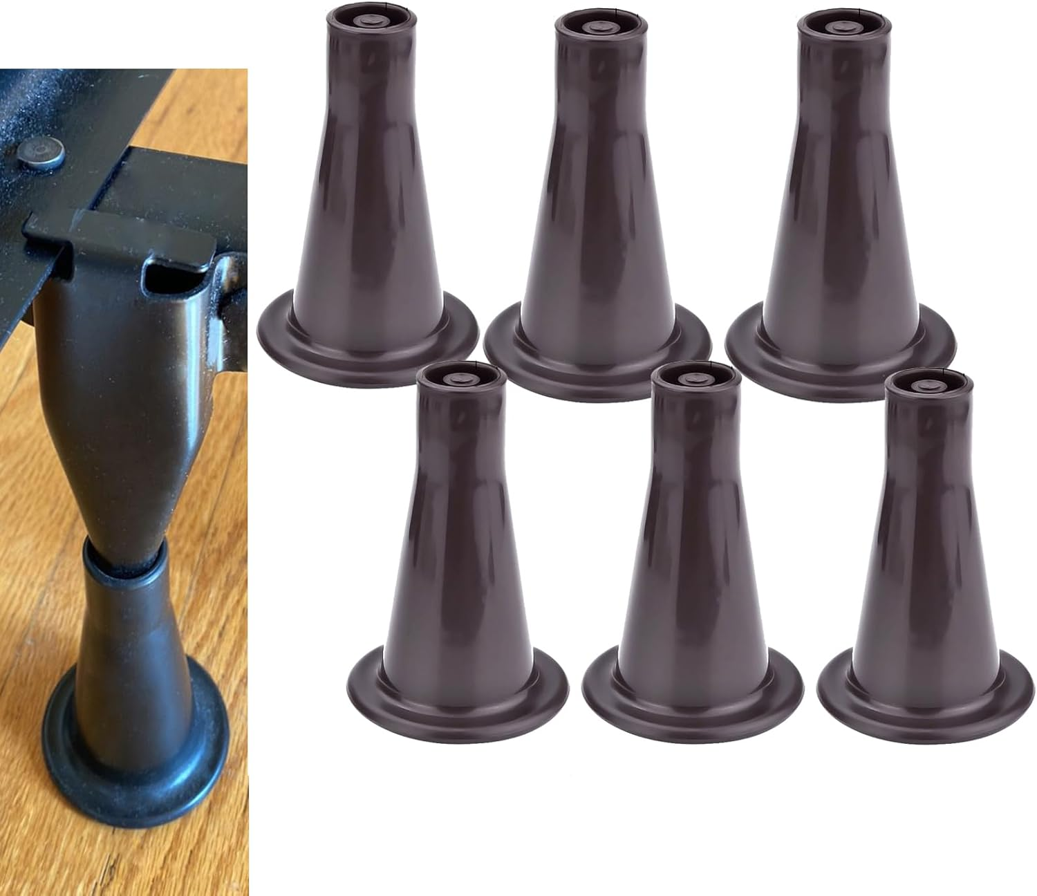 6PCS Reinforced Bed Frame Feet to Replace Wheels. Prevent Sliding, Protect Floor. Plastic Bed Frame Feet Replacement