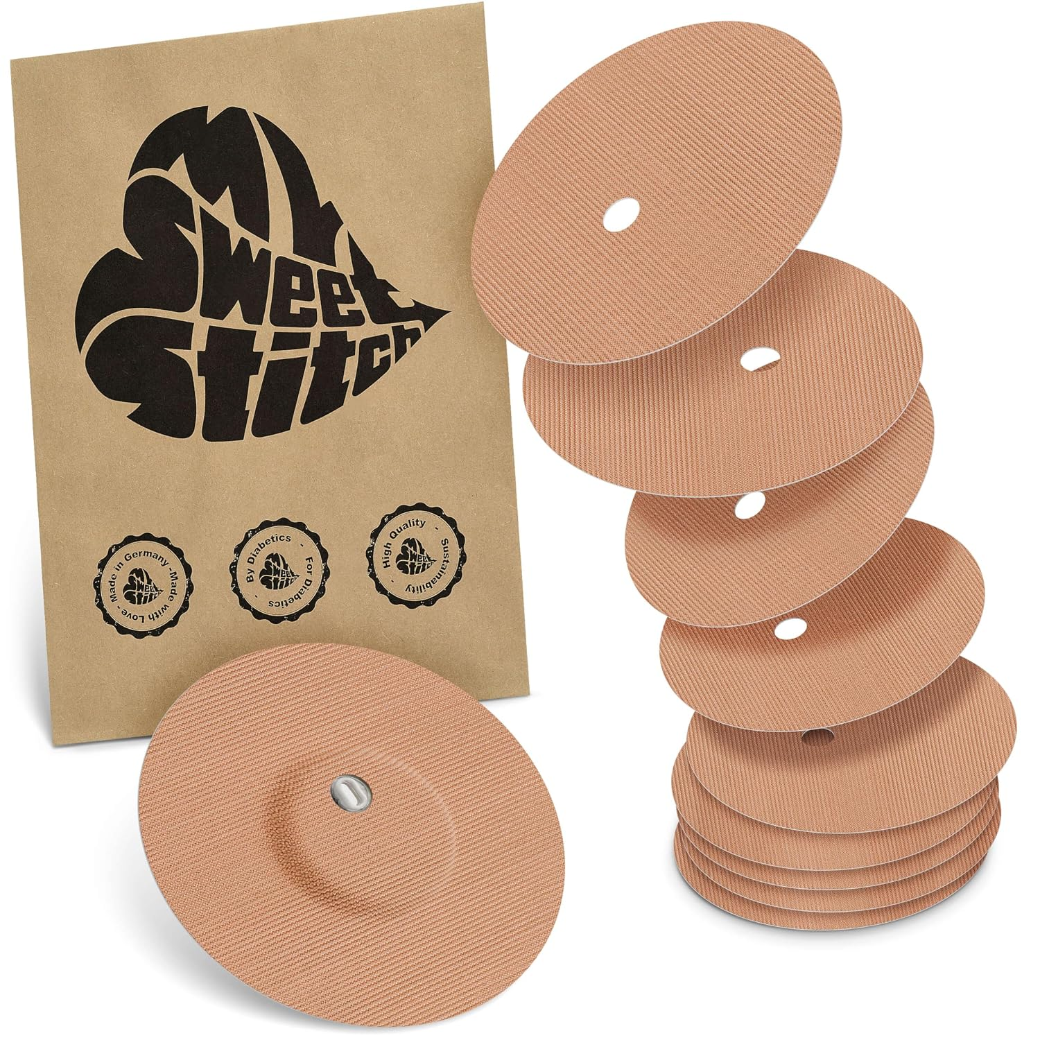 Freestyle Libre 3/3 plus Overpatch – 10X Patchs De Fixation Ronds, Maintien Extra Fort Sur Le Capteur, Imperméable & Doux Pour La Peau, Hypoallergénique, Made in Germany, Beige
