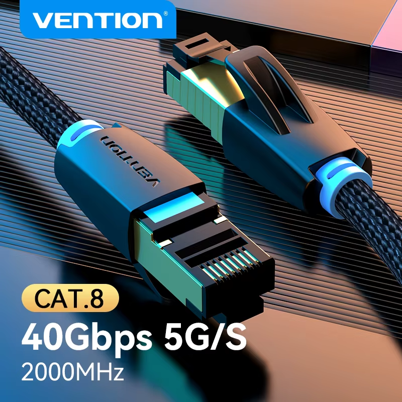 CAT8 Ethernet Cable 40Gbps 2000MHz CAT 8 Networking Cotton Braided Internet Lan Cord for Laptops PS 5 Router RJ45 Cable