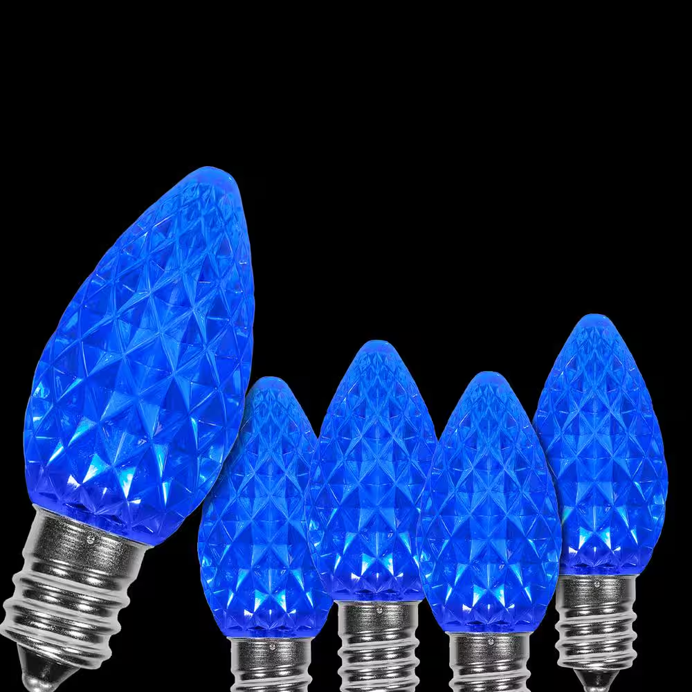 Opticore C7 LED Blue Faceted Shatter-Resistant Christmas Light Bulbs (25-Pack)